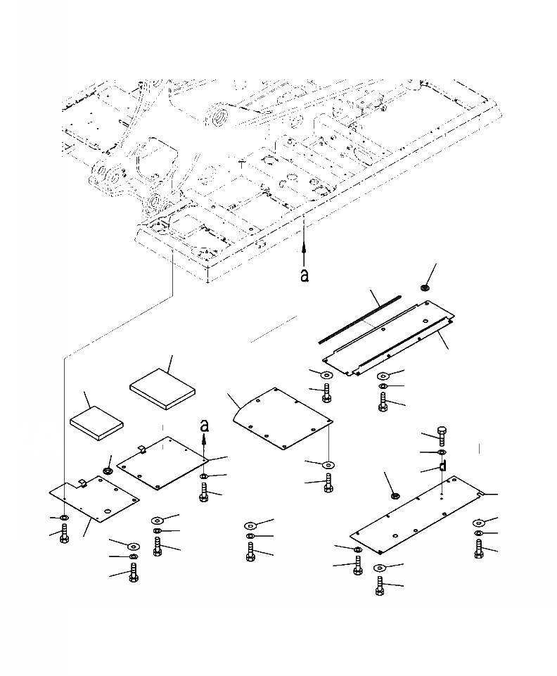 Схема запчастей Komatsu PC450LC-8 - M8-A ОСНОВНАЯ РАМА ЛЕВ. НИЖН. КРЫШКА УСИЛ. ЧАСТИ КОРПУСА