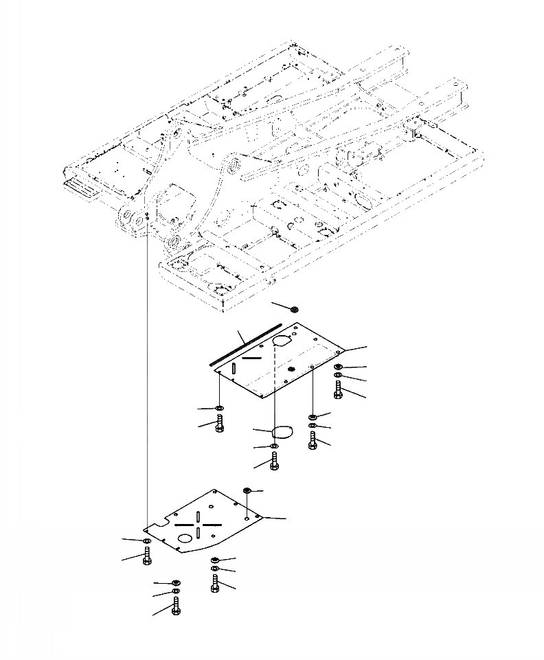 Схема запчастей Komatsu PC450LC-8 - M8-A ОСНОВНАЯ РАМА ПРАВ. НИЖН. КРЫШКА ЧАСТИ КОРПУСА