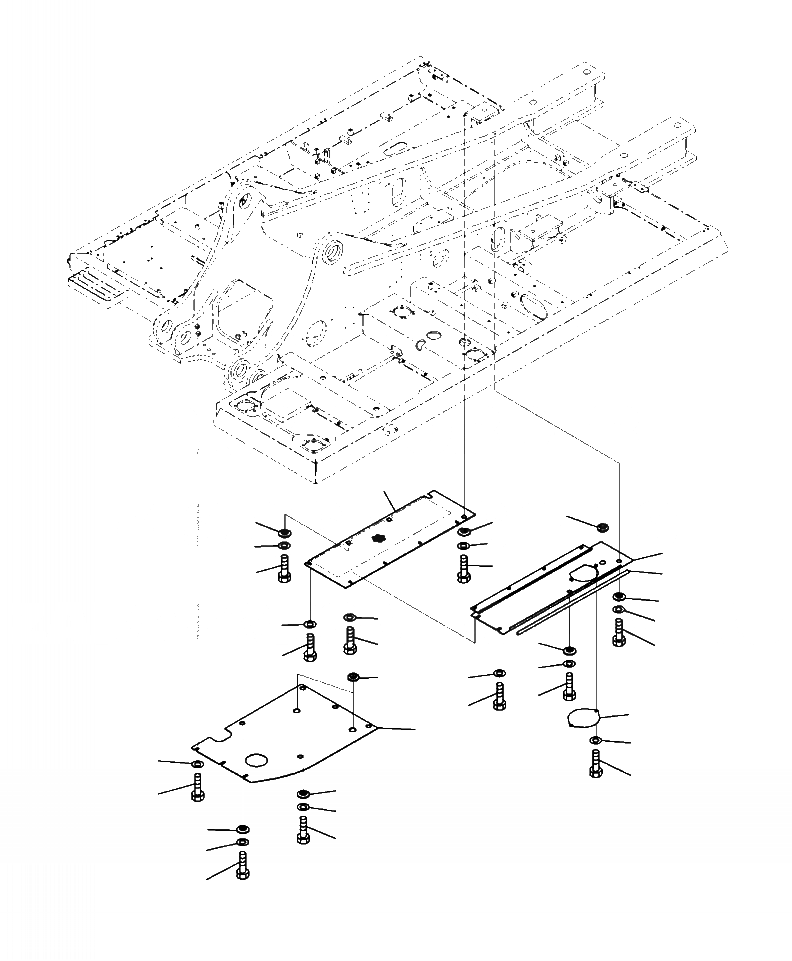 Схема запчастей Komatsu PC450LC-8 - M8-A ОСНОВНАЯ РАМА ПРАВ. УСИЛ. НИЖН. КРЫШКА ЧАСТИ КОРПУСА