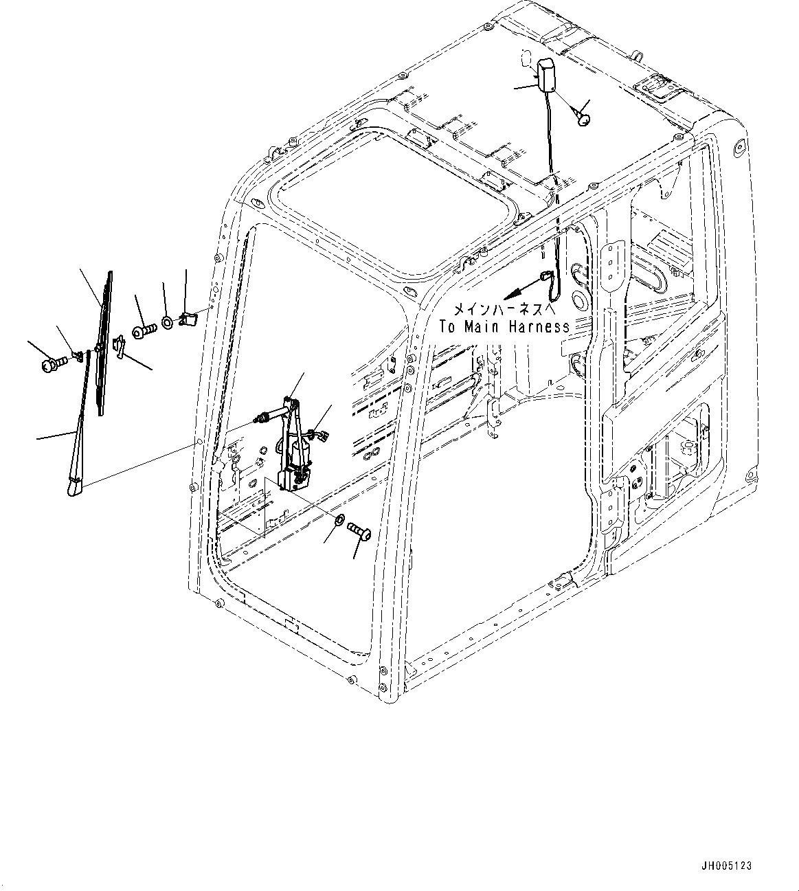 Схема запчастей Komatsu PC490-10 - КАБИНА ASSEMBLY, ДВОРНИКИ И ОСВЕЩЕНИЕ КАБИНА ASSEMBLY