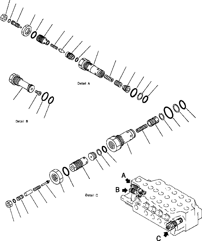 Схема запчастей Komatsu PC650-3 & PC650LC-3 - УПРАВЛЯЮЩ. КЛАПАН - ЛЕВ. РАЗГРУЗ. КЛАПАНS УПРАВЛ-Е РАБОЧИМ ОБОРУДОВАНИЕМ