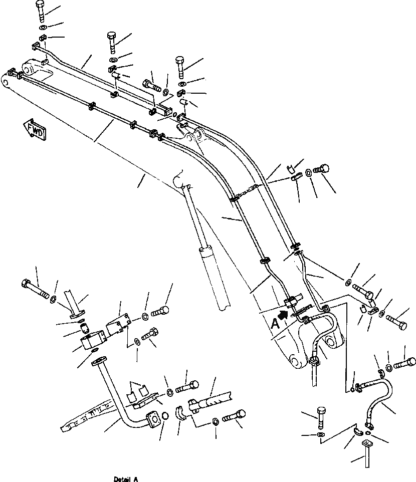 Схема запчастей Komatsu PC650-3 & PC650LC-3 - ЦИЛИНДР КОВША ТРУБЫ - КОРОТК. СТРЕЛА СТРЕЛА РАБОЧЕЕ ОБОРУДОВАНИЕ (ЭКСКАВАТ.)