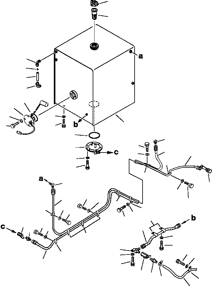 Схема запчастей Komatsu PC650-5 & PC650LC-5 - ТОПЛИВН. БАК. С БЛОКИР.ING КРЫШКА, ТОПЛИВН. БАК. ТРУБЫ И ТОПЛИВН. УРОВЕНЬ ДАТЧИК ТОПЛИВН. БАК. AND КОМПОНЕНТЫ