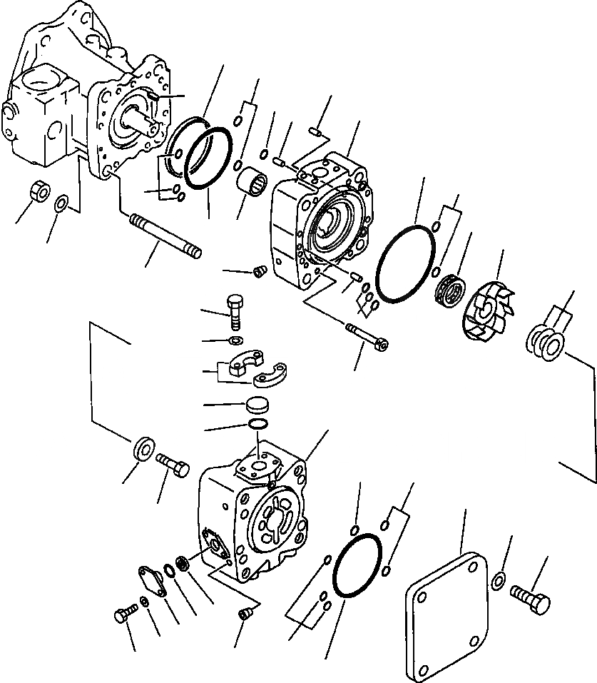 Схема запчастей Komatsu PC650-5 & PC650LC-5 - ПОВОРОТН. НАСОС END КРЫШКАS ГИДРАВЛИКА