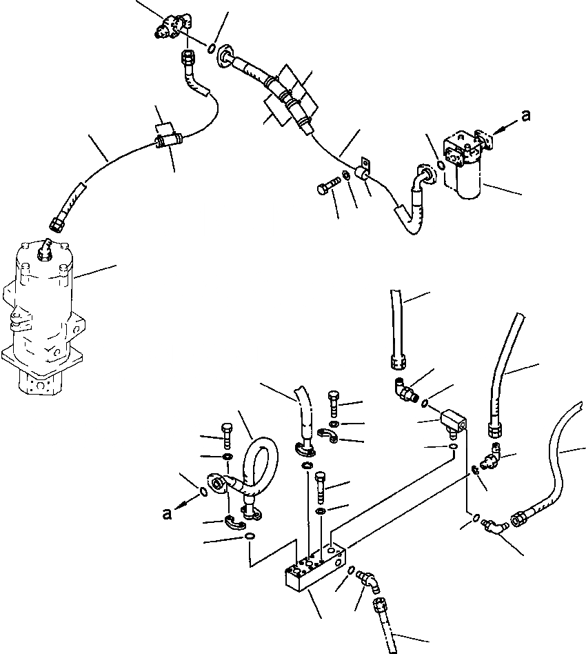 Схема запчастей Komatsu PC650-5 & PC650LC-5 - МОТОР ПОВОРОТА - БЛОК ДРЕНАЖН. ТРУБЫ ГИДРАВЛИКА