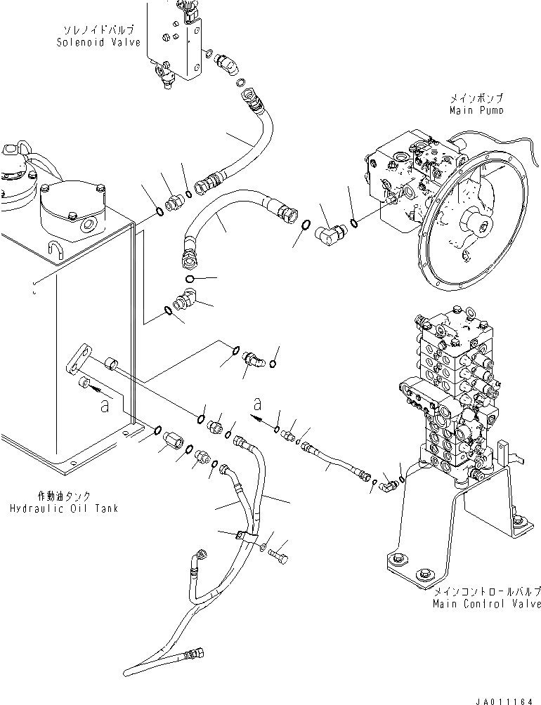 Схема запчастей Komatsu PC70-8 - ДРЕНАЖН. ТРУБЫ ГИДРАВЛИКА
