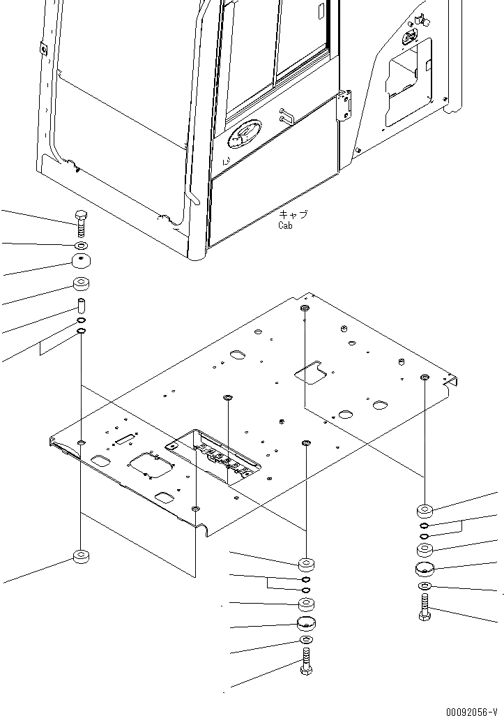 Схема запчастей Komatsu PC70-8 - КРЕПЛЕНИЕ ПОЛА КАБИНА ОПЕРАТОРА И СИСТЕМА УПРАВЛЕНИЯ