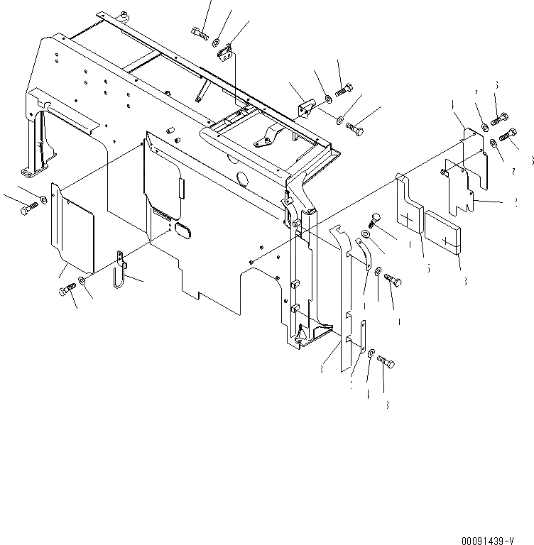 Схема запчастей Komatsu PC70-8 - ПЕРЕГОРОДКА. (COVER) ЧАСТИ КОРПУСА