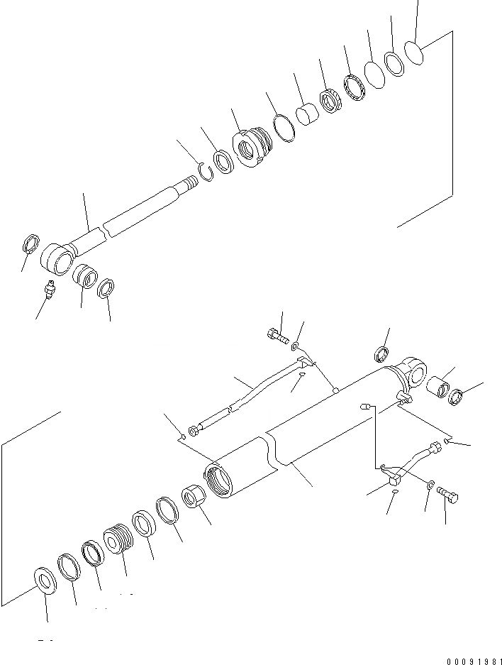 Схема запчастей Komatsu PC70-8 - ЦИЛИНДР КОВША (ВНУТР. ЧАСТИ) ОСНОВН. КОМПОНЕНТЫ И РЕМКОМПЛЕКТЫ