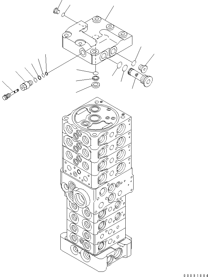 Схема запчастей Komatsu PC70-8 - ОСНОВН. КЛАПАН (8-КЛАПАН) (/) (НАВЕСН. ОБОРУД И С ОТВАЛ) ОСНОВН. КОМПОНЕНТЫ И РЕМКОМПЛЕКТЫ