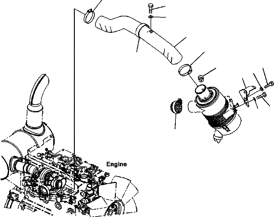 Схема запчастей Komatsu PC88MR-8 - B- ВОЗДУХООЧИСТИТЕЛЬ ДВОЙНОЙ ЭЛЕМЕНТ ТИП, КРЕПЛЕНИЕ КОМПОНЕНТЫ ДВИГАТЕЛЯ