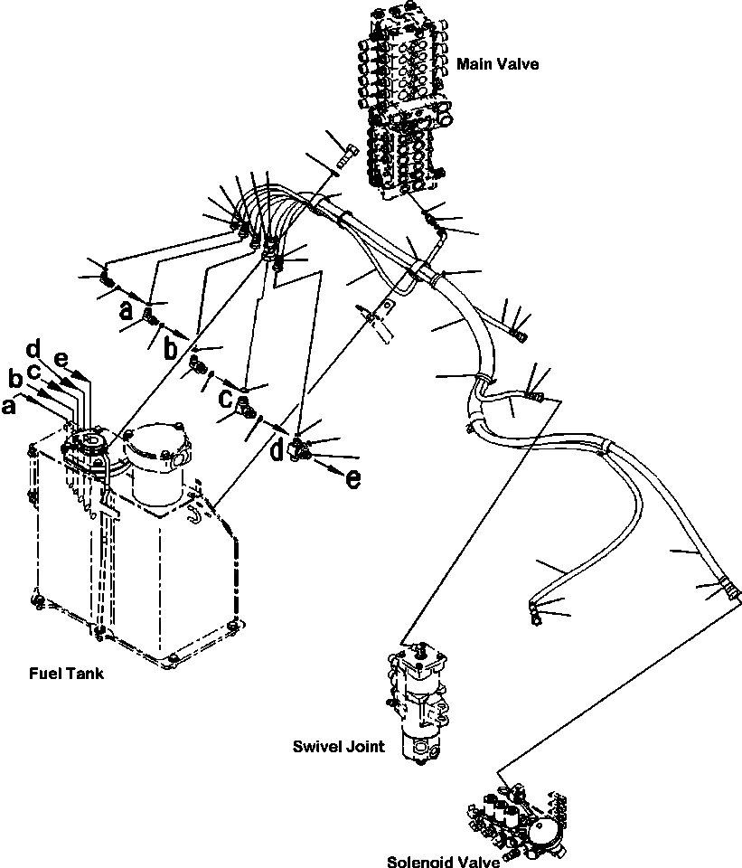 Схема запчастей Komatsu PC88MR-8 - H- ГИДРОЛИНИЯ ДРЕНАЖН. КОНТУР - ДЛЯ СТАНДАРТН. MACHINE ГИДРАВЛИКА