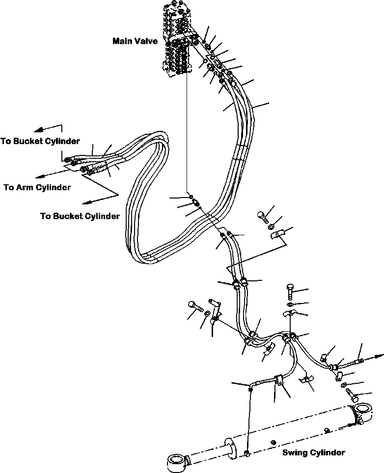 Схема запчастей Komatsu PC88MR-8 - H- ГИДРОЛИНИЯ РУКОЯТЬ И КОВШ КОНТУР ГИДРАВЛИКА