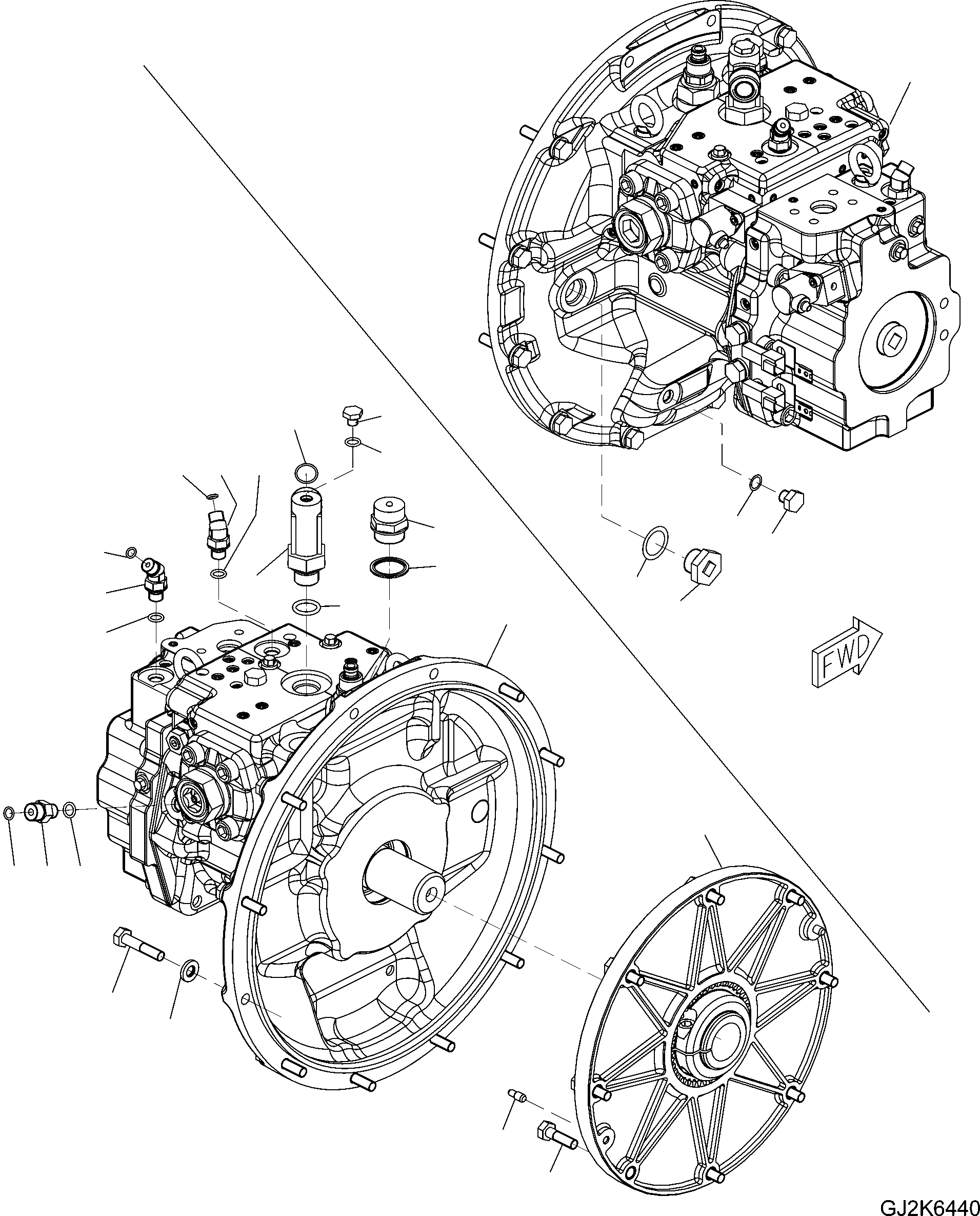 Схема запчастей Komatsu PW148-8 - ОСНОВН. НАСОС И СОЕДИНИТЕЛЬН. ЧАСТИ H ГИДРАВЛИКА