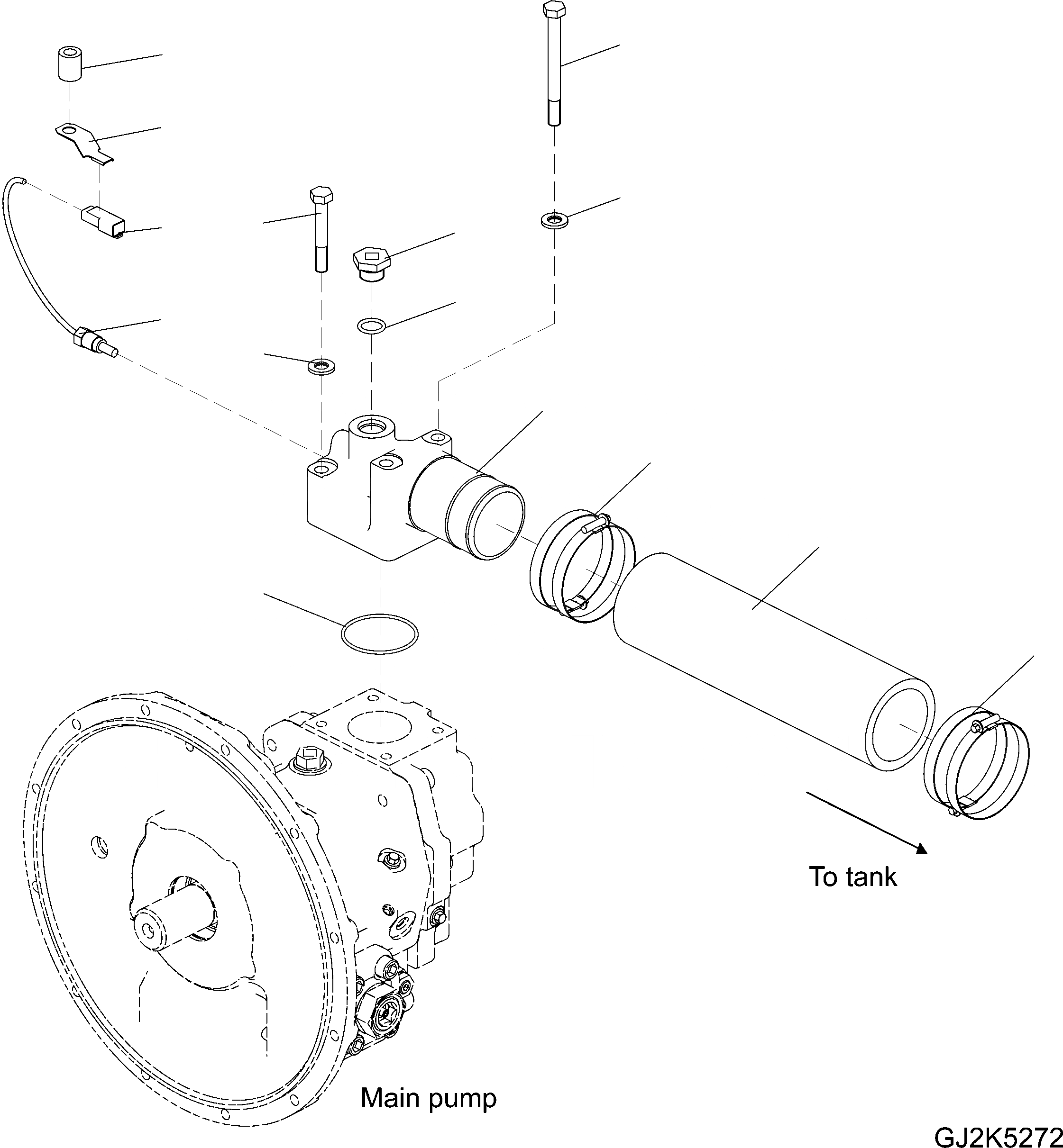 Схема запчастей Komatsu PW148-8 - ВСАСЫВ. ЛИНИЯ H ГИДРАВЛИКА