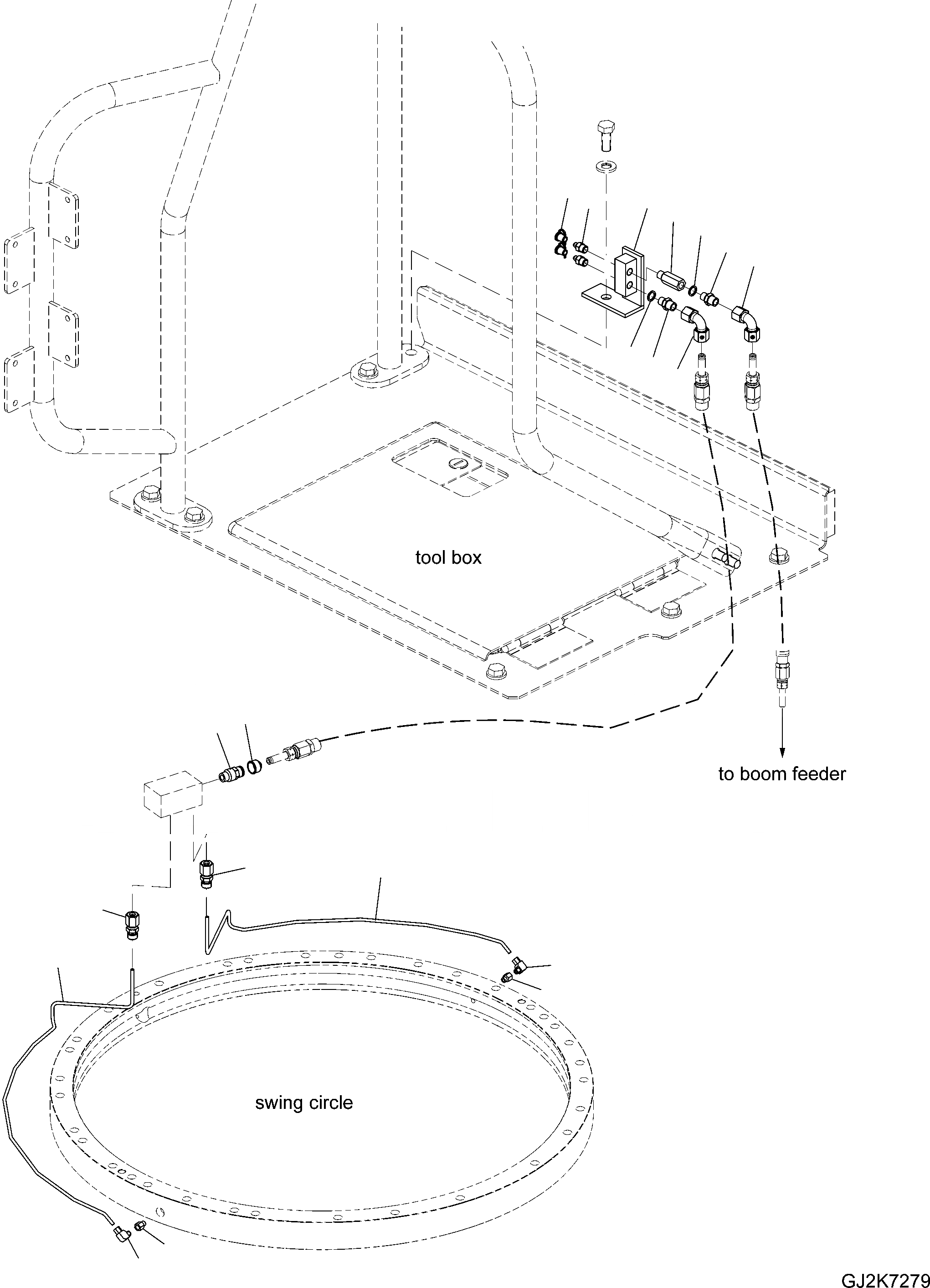 Схема запчастей Komatsu PW148-8 - ОСНОВНАЯ РАМА - CENTRAL СМАЗКА (STD) J ОСНОВНАЯ РАМА И ЕЕ ЧАСТИ