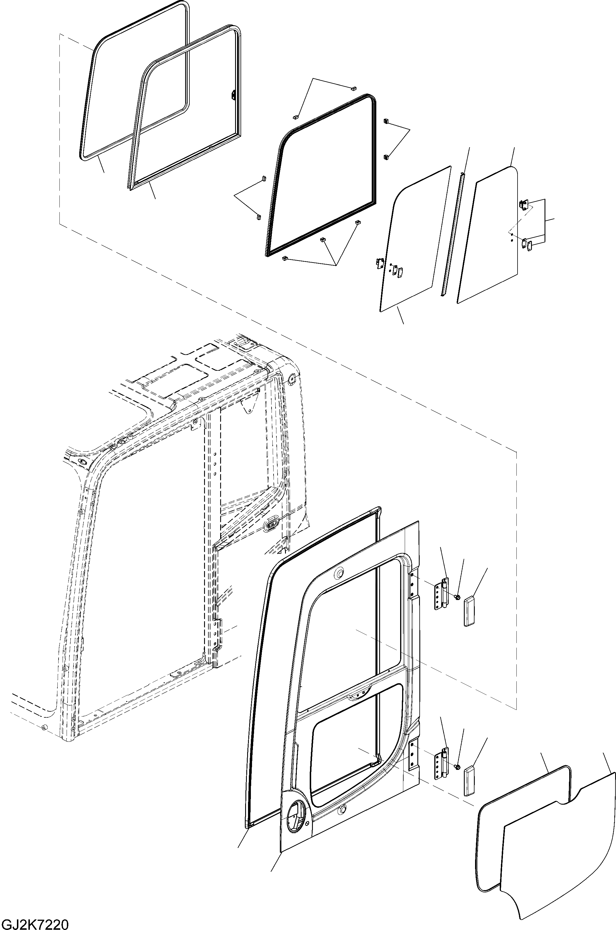 Схема запчастей Komatsu PW148-8 - OPERATORґS КАБИНА - ДВЕРЬ K OPERATORґS ОБСТАНОВКА И СИСТЕМА УПРАВЛЕНИЯ