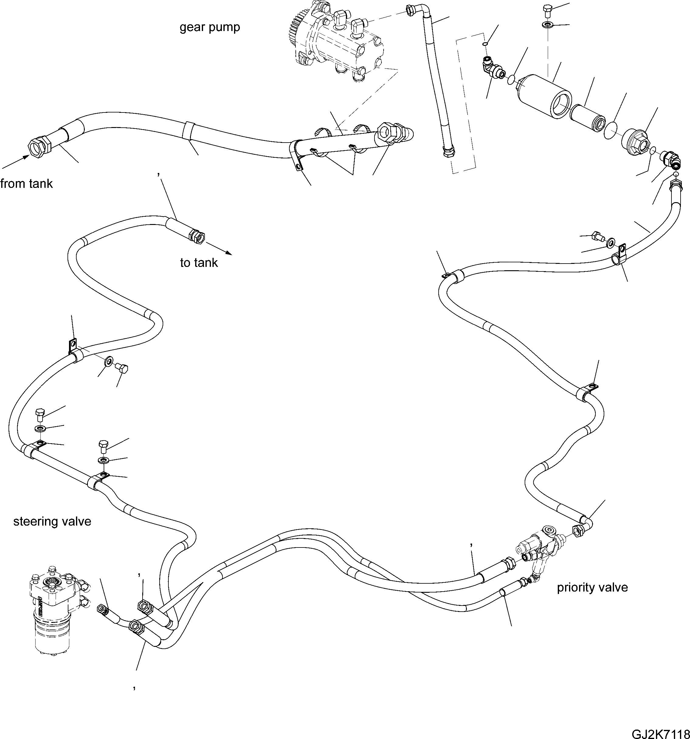 Схема запчастей Komatsu PW148-8 - РУЛЕВ. УПРАВЛЕНИЕ ЛИНИЯ - ПАТРУБКИ (ДЛЯ ITALY) K OPERATORґS ОБСТАНОВКА И СИСТЕМА УПРАВЛЕНИЯ