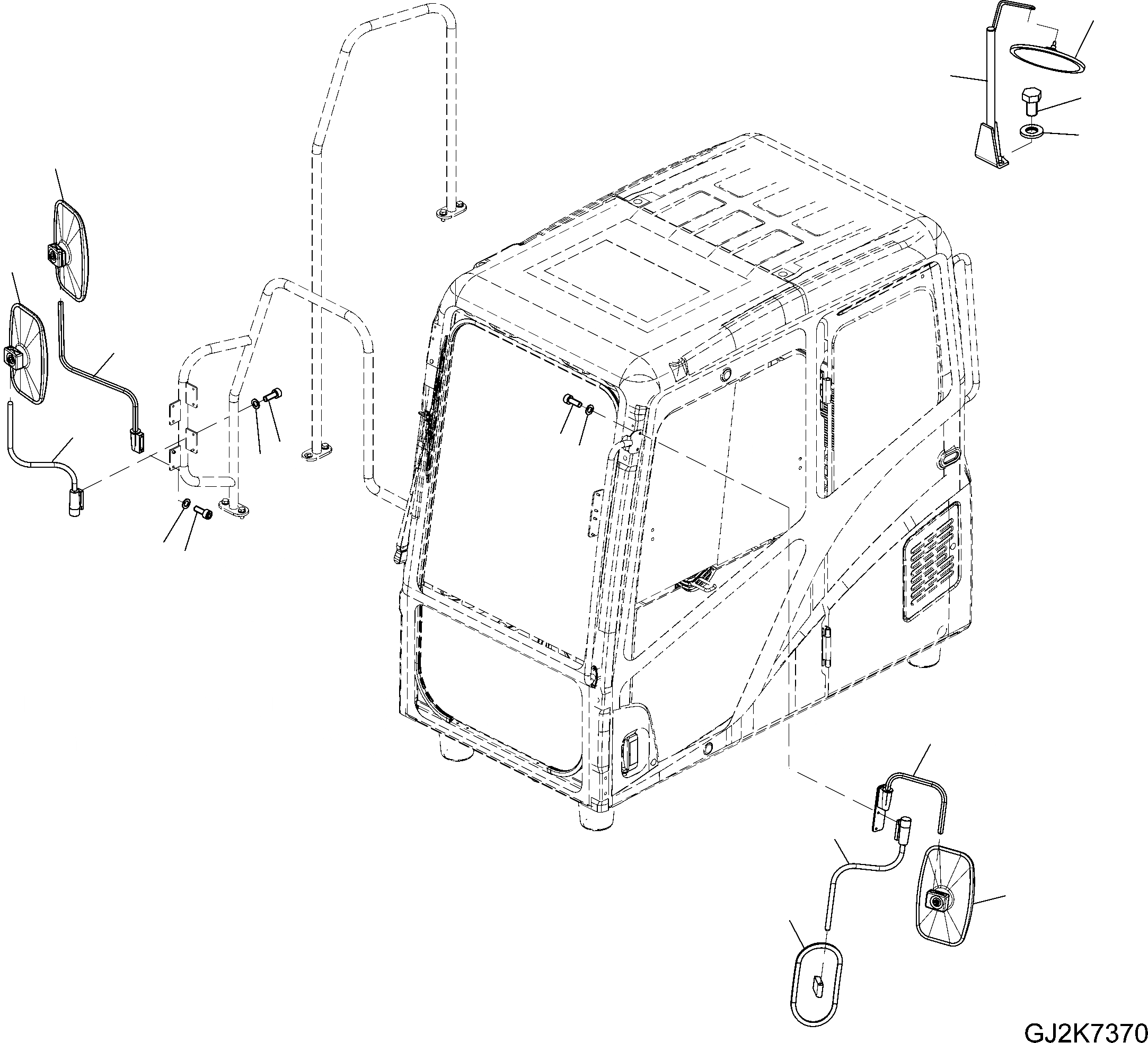Схема запчастей Komatsu PW148-8 - ЗАДН. VIEW MIRRORS (КАБИНА) M ЧАСТИ КОРПУСА