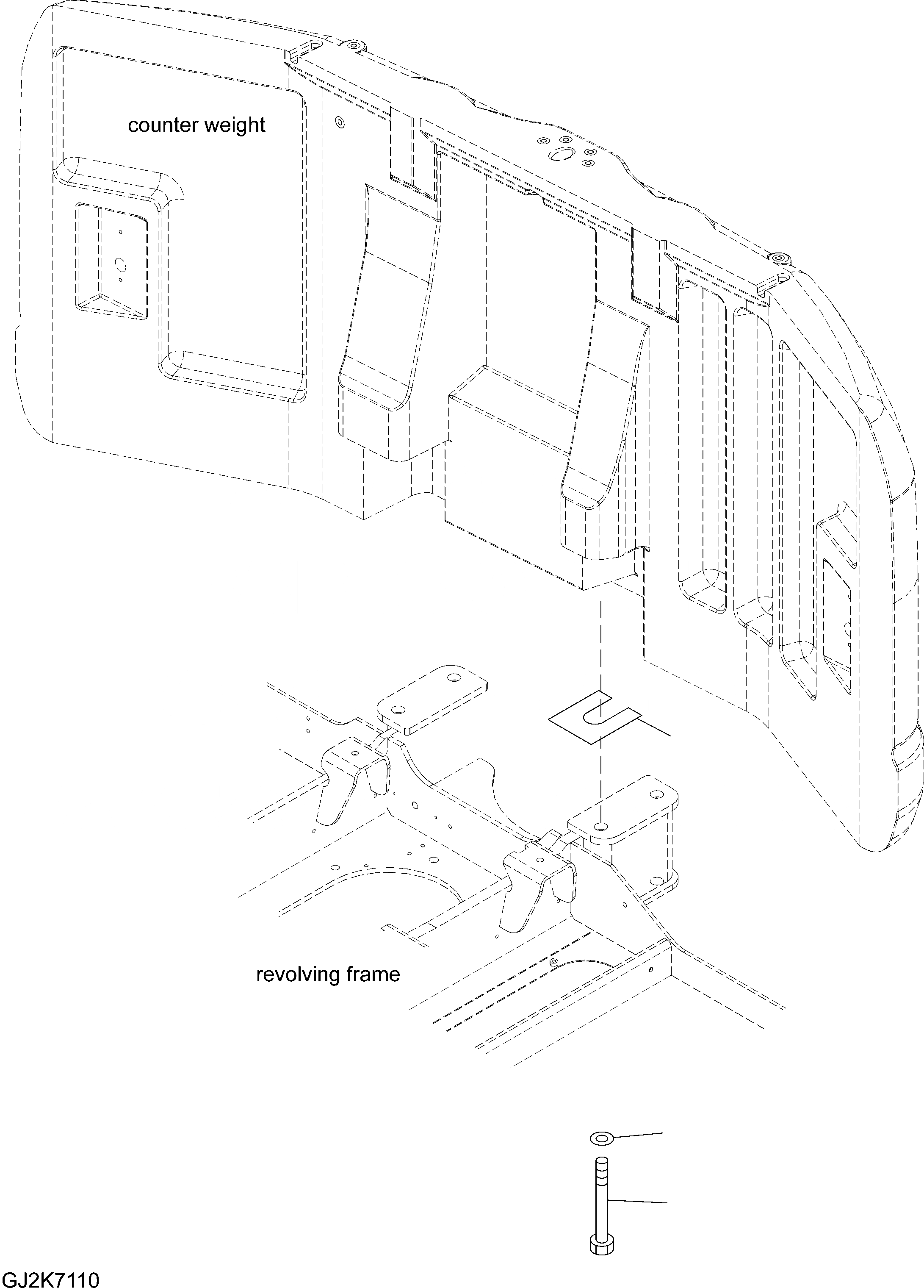 Схема запчастей Komatsu PW148-8 - КРЕПЛЕНИЕ ПРОТИВОВЕСА ЧАСТИ M ЧАСТИ КОРПУСА