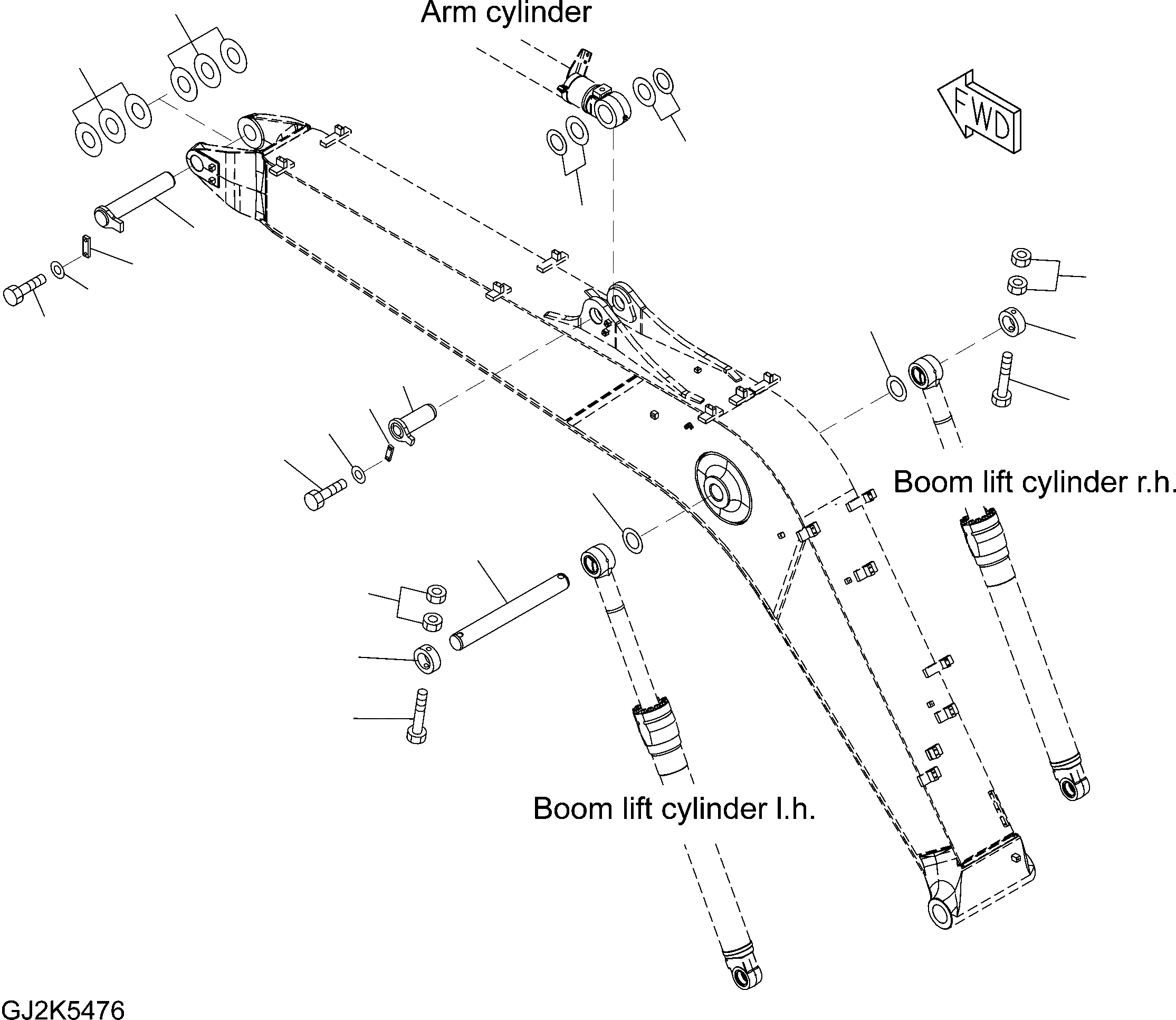 Схема запчастей Komatsu PW148-8 - ONE-ЧАСТИ СТРЕЛА - ПАЛЕЦS T РАБОЧЕЕ ОБОРУДОВАНИЕ