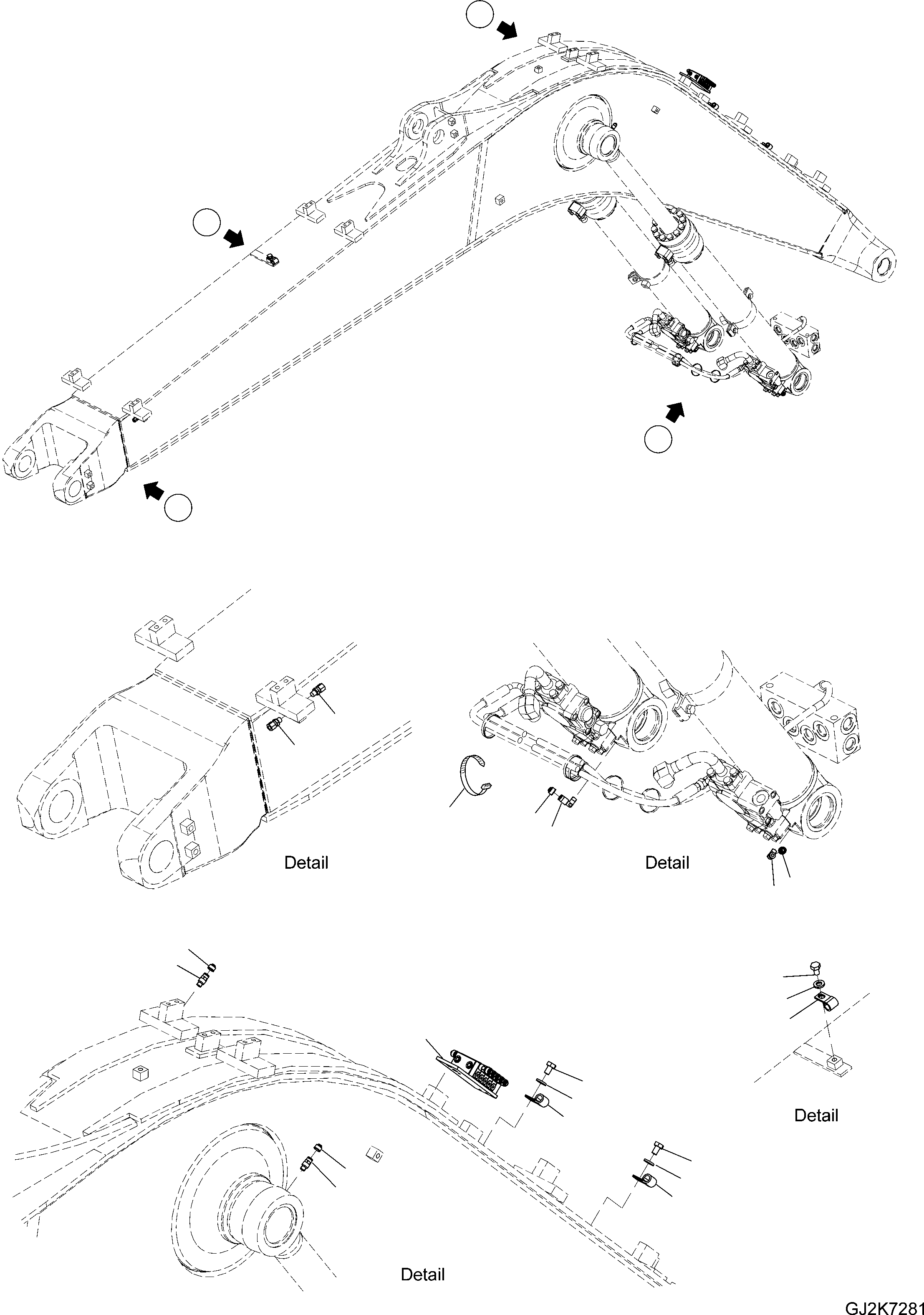 Схема запчастей Komatsu PW148-8 - ONE-ЧАСТИ СТРЕЛА - CENTRAL СМАЗКА (STD) T РАБОЧЕЕ ОБОРУДОВАНИЕ