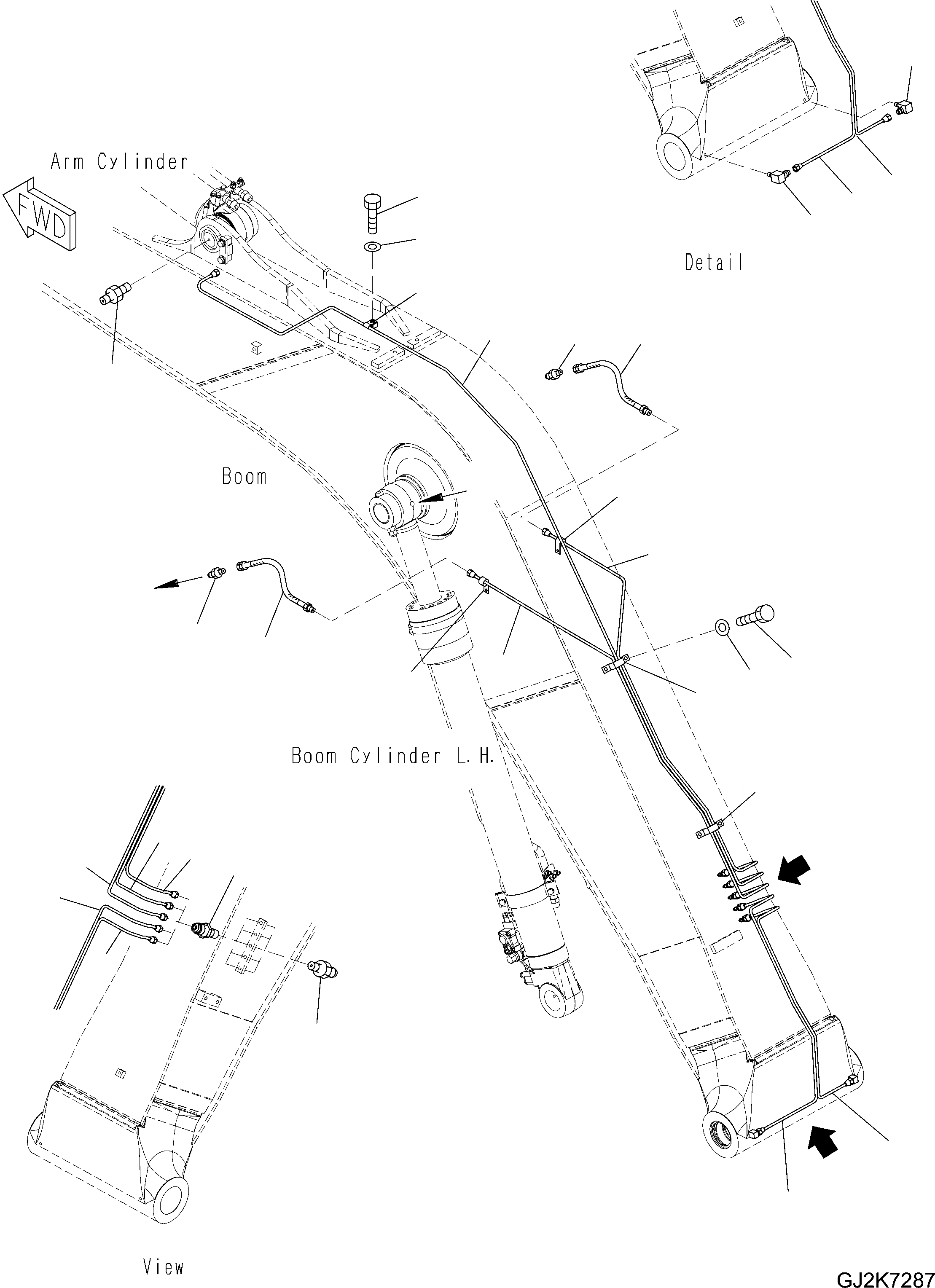 Схема запчастей Komatsu PW148-8 - ONE-ЧАСТИ СТРЕЛА - W/O CENTRAL СМАЗКА T РАБОЧЕЕ ОБОРУДОВАНИЕ