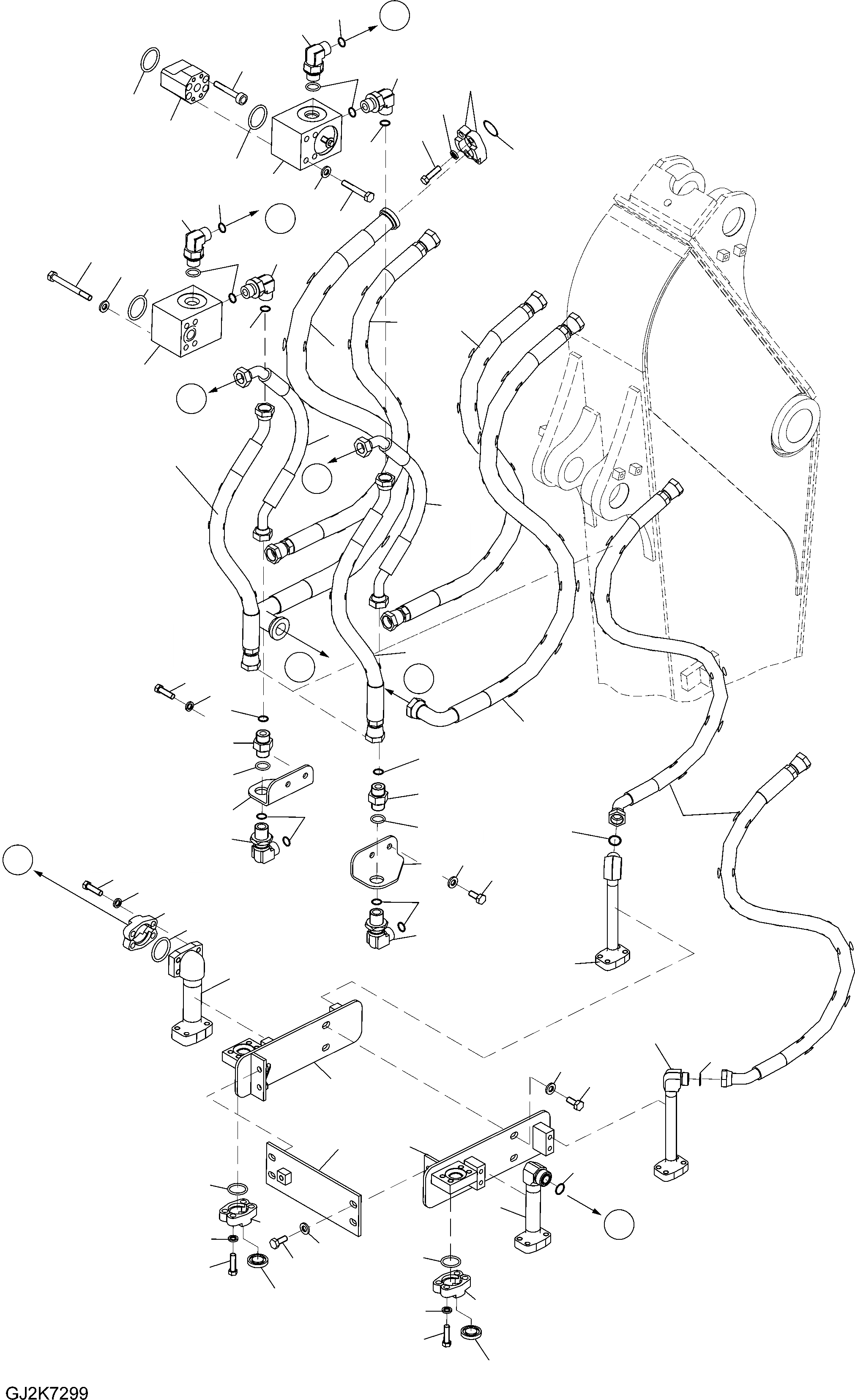 Схема запчастей Komatsu PW148-8 - РУКОЯТЬ ТРУБЫ (.M) - TWO НАВЕСН. ОБОРУДS T РАБОЧЕЕ ОБОРУДОВАНИЕ