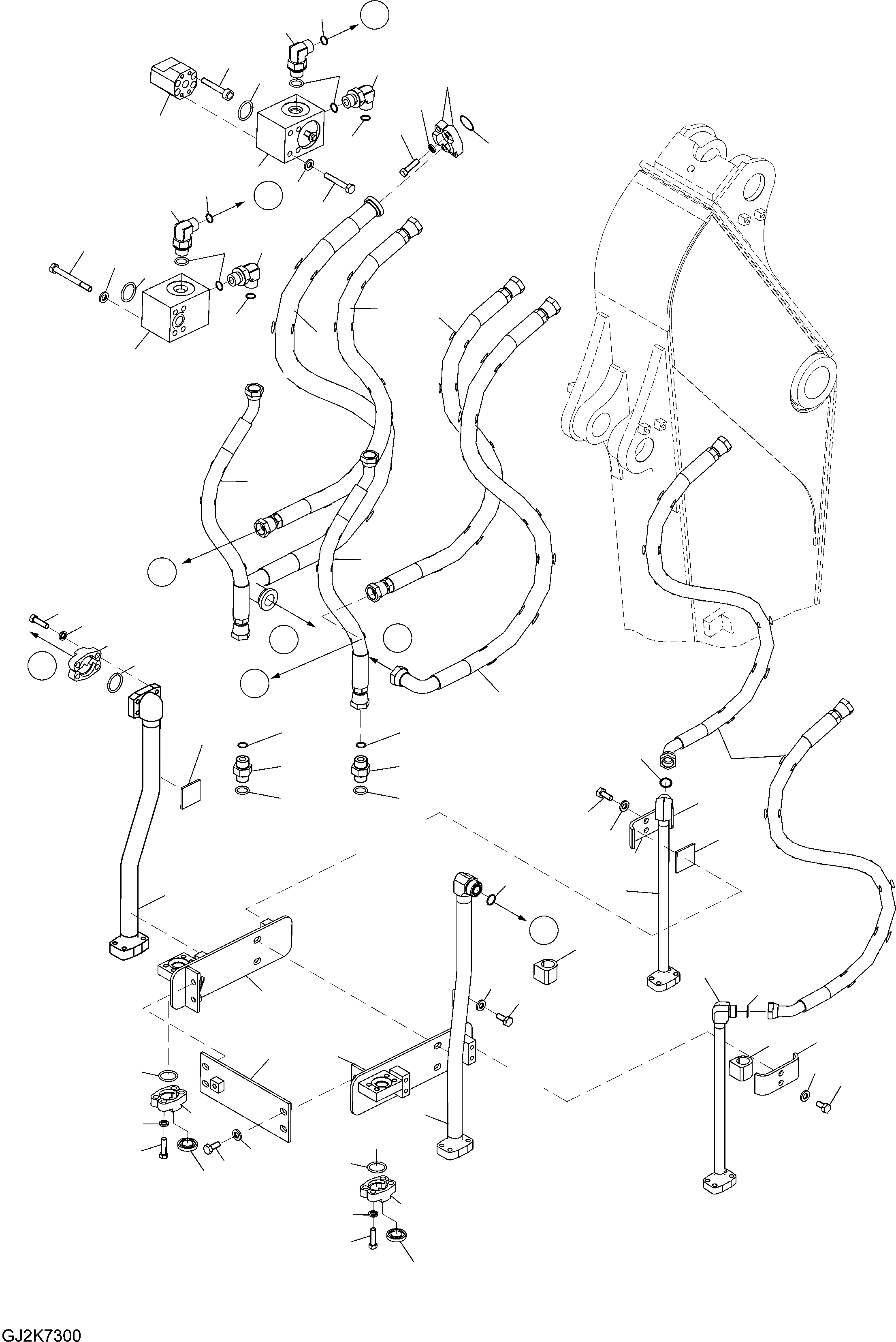 Схема запчастей Komatsu PW148-8 - РУКОЯТЬ ТРУБЫ (.M) - TWO НАВЕСН. ОБОРУДS T РАБОЧЕЕ ОБОРУДОВАНИЕ