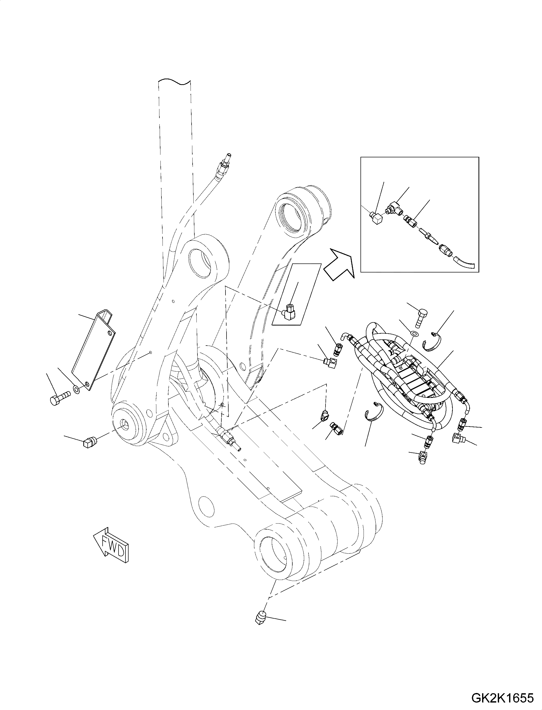 Схема запчастей Komatsu PW148-8 - СОЕДИНЕНИЕ КОВША - CENTRAL СМАЗКА (АВТОМАТИЧ.) T РАБОЧЕЕ ОБОРУДОВАНИЕ