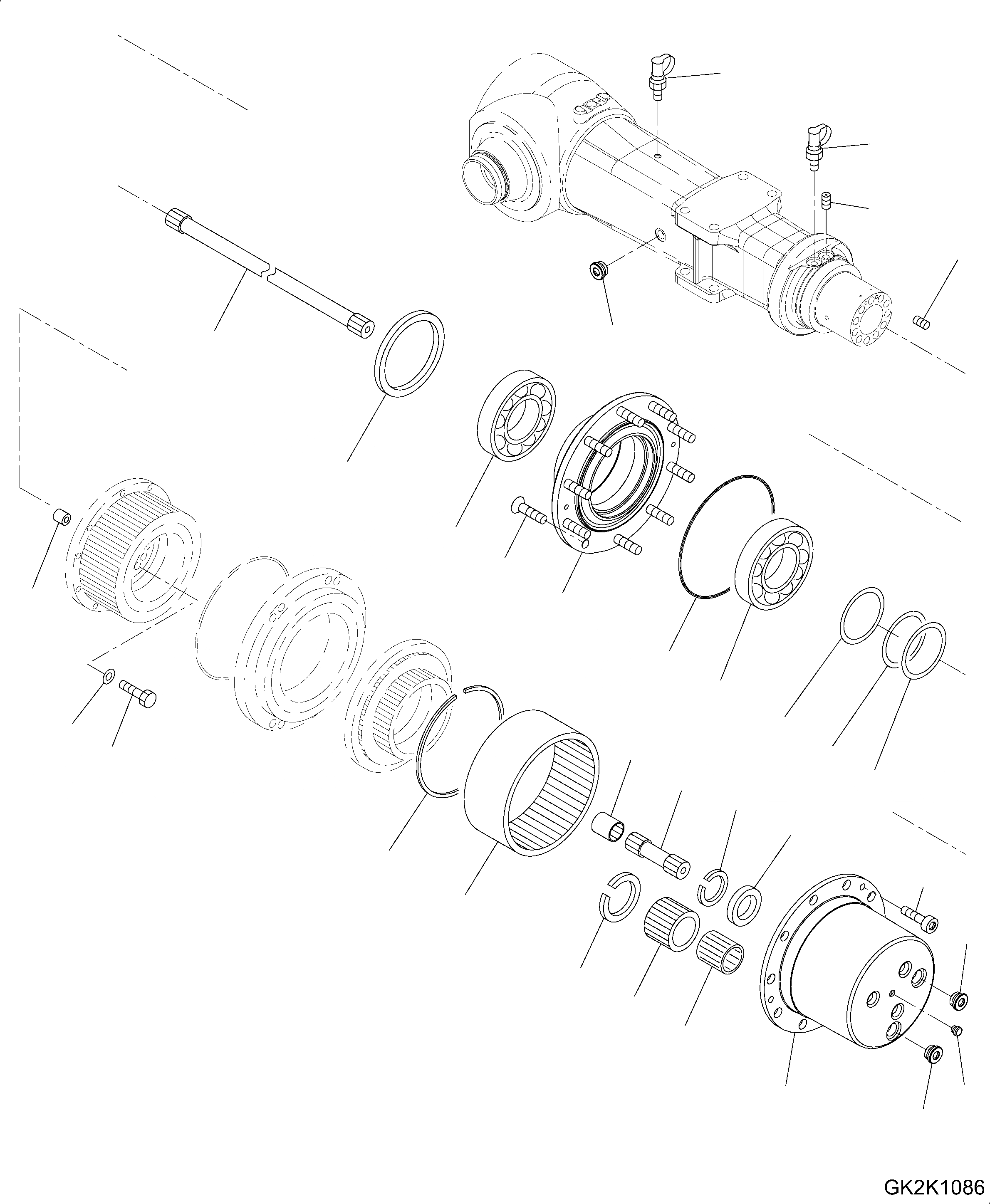 Схема запчастей Komatsu PW148-8 - ЗАДН. МОСТ (КОЛЕСА ВТУЛКА И PLANETARY НЕСУЩИЙ ЭЛЕМЕНТ) (ВНУТР. ЧАСТИ) (/8) Y ОСНОВН. КОМПОНЕНТЫ И РЕМКОМПЛЕКТЫ