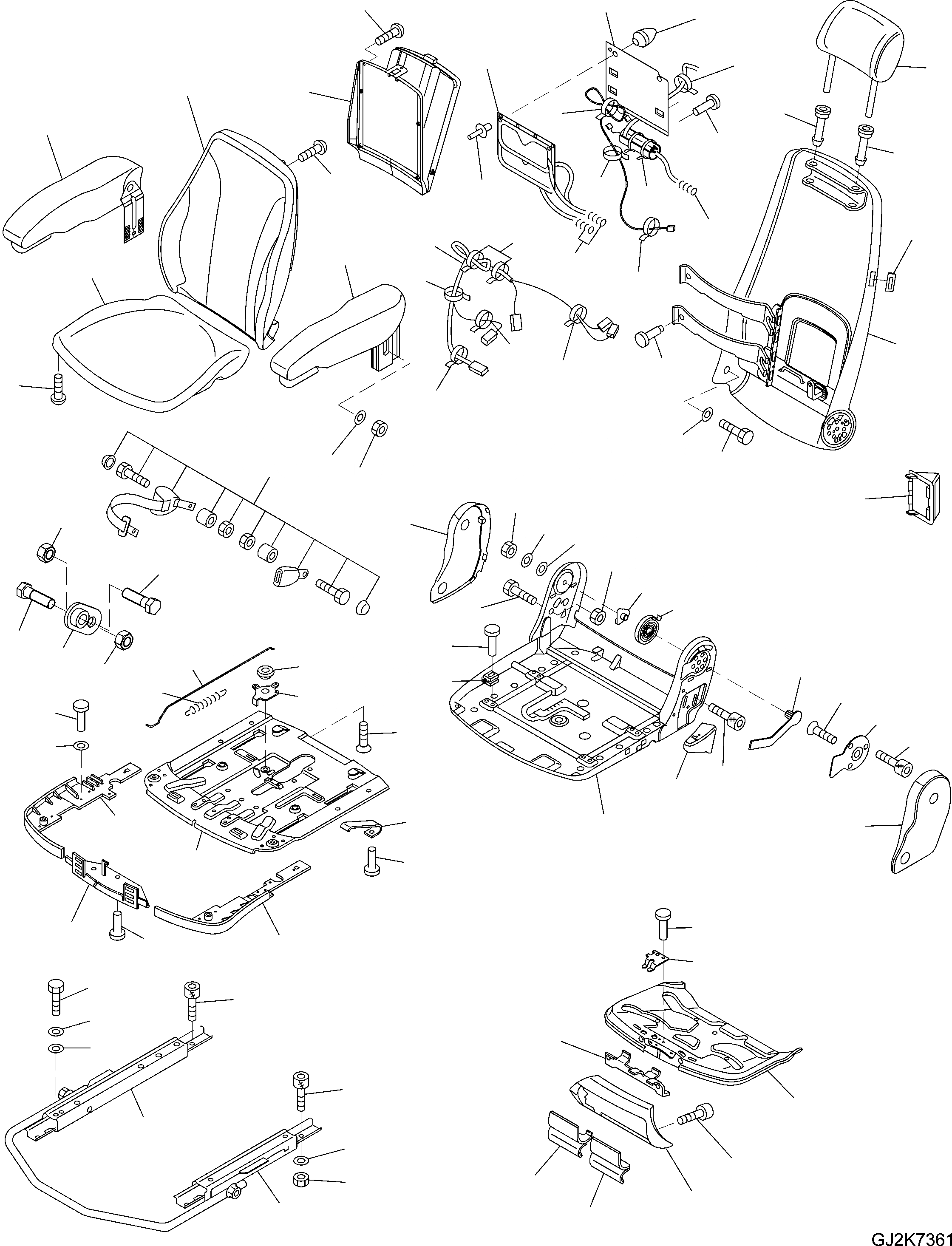 Схема запчастей Komatsu PW148-8 - OPERATORґS СИДЕНЬЕ - ВОЗД. ПОДВЕСКА (/) Y ОСНОВН. КОМПОНЕНТЫ И РЕМКОМПЛЕКТЫ