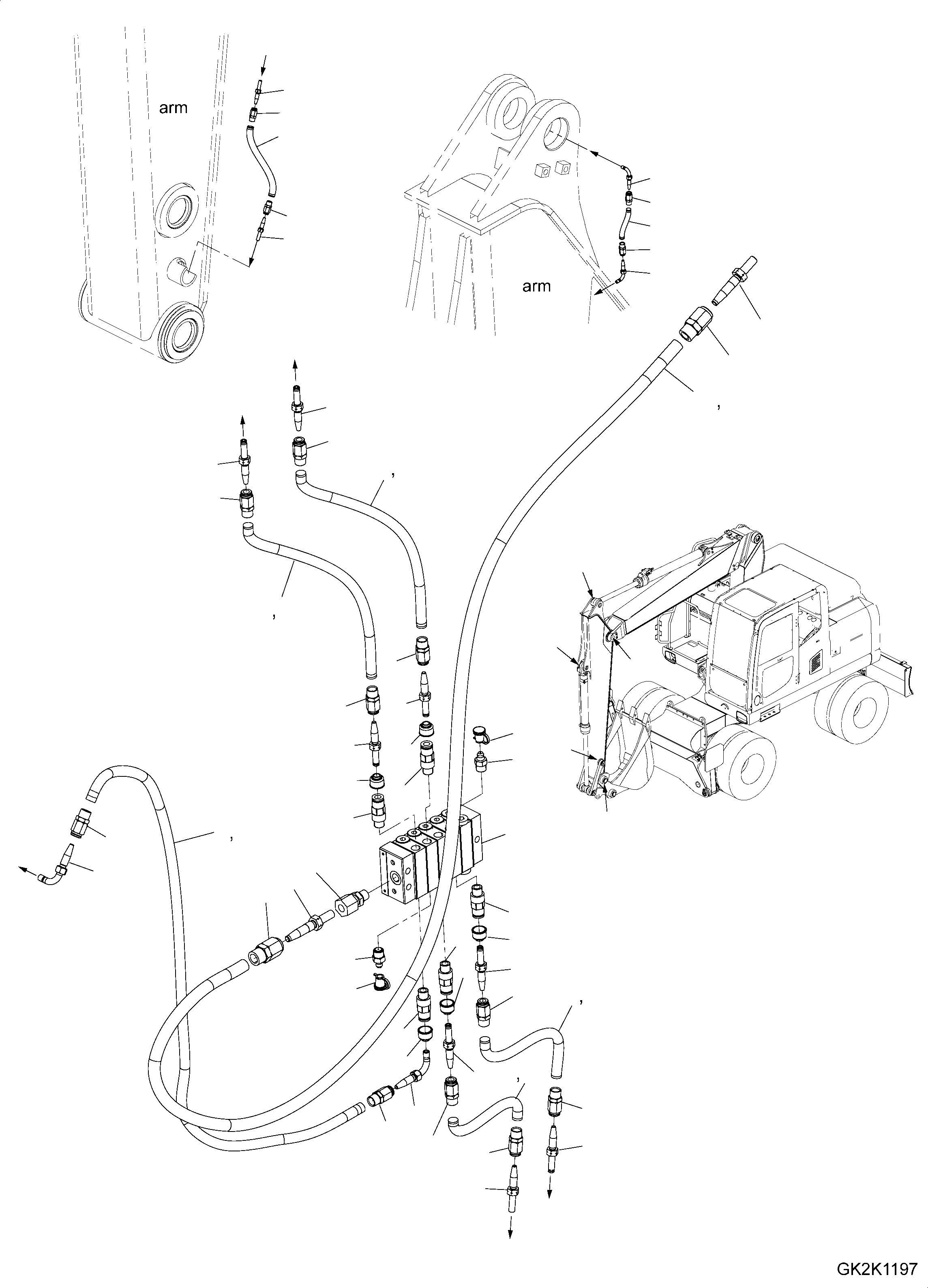 Схема запчастей Komatsu PW148-8 - РУКОЯТЬ ФИДЕР - CENTRAL СМАЗКА (STD И АВТОМАТИЧ.) Y ОСНОВН. КОМПОНЕНТЫ И РЕМКОМПЛЕКТЫ