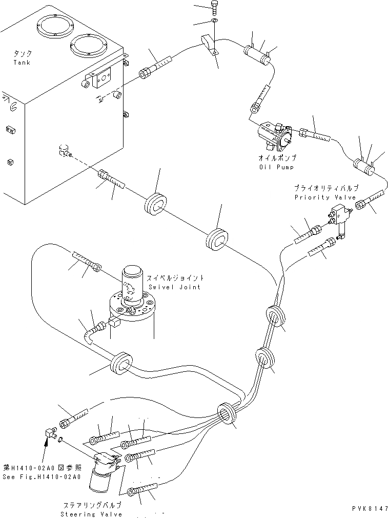 Схема запчастей Komatsu PW150ES-6K - РУЛЕВ. УПРАВЛЕНИЕ ЛИНИЯ (ШЛАНГИ) (ИТАЛИЯ СПЕЦ-Я.) ГИДРАВЛИКА