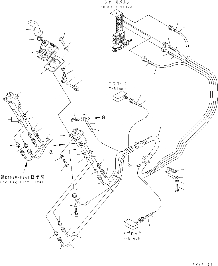 Схема запчастей Komatsu PW150ES-6K - P.P.C. РАБОЧАЯ ЛИНИЯ (ЛЕВ.) КАБИНА ОПЕРАТОРА И СИСТЕМА УПРАВЛЕНИЯ