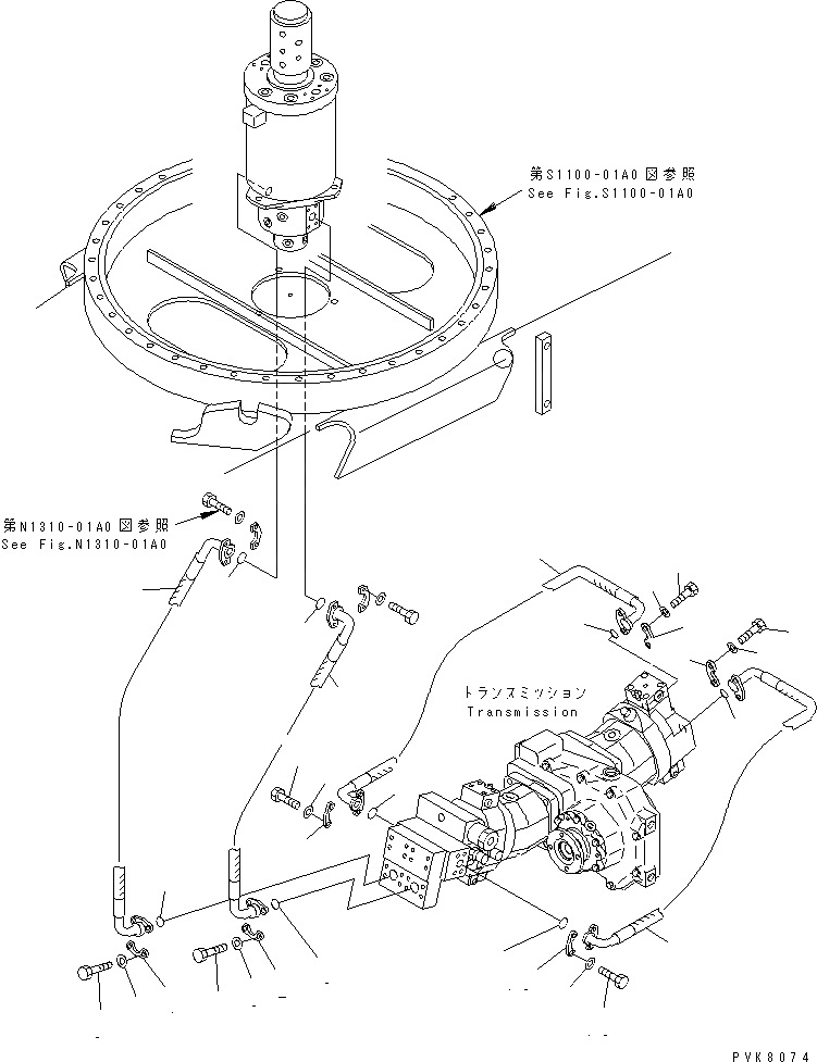Схема запчастей Komatsu PW150ES-6K - ЛИНИЯ ХОДА ( KPH) НИЖНЯЯ ГИДРОЛИНИЯ И ЛИНИЯ ХОДА
