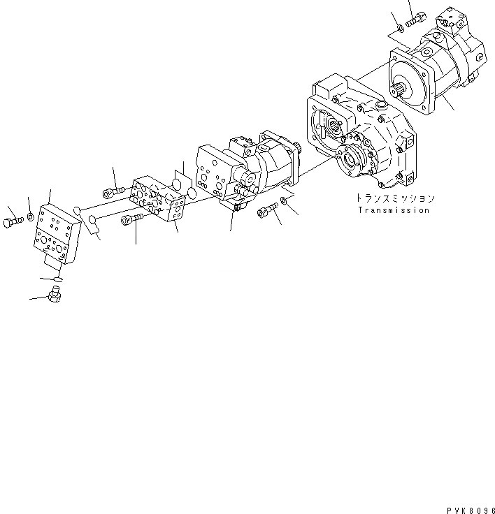 Схема запчастей Komatsu PW150ES-6K - МОТОР ХОДА (КРЕПЛЕНИЕ) ( KPH) НИЖНЯЯ ГИДРОЛИНИЯ И ЛИНИЯ ХОДА