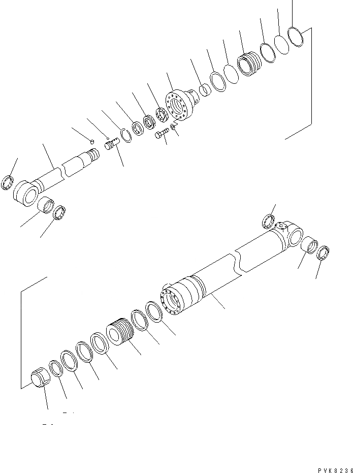Схема запчастей Komatsu PW150ES-6K - ЦИЛИНДР РУКОЯТИ(ВНУТР. ЧАСТИ) ОСНОВН. КОМПОНЕНТЫ И РЕМКОМПЛЕКТЫ