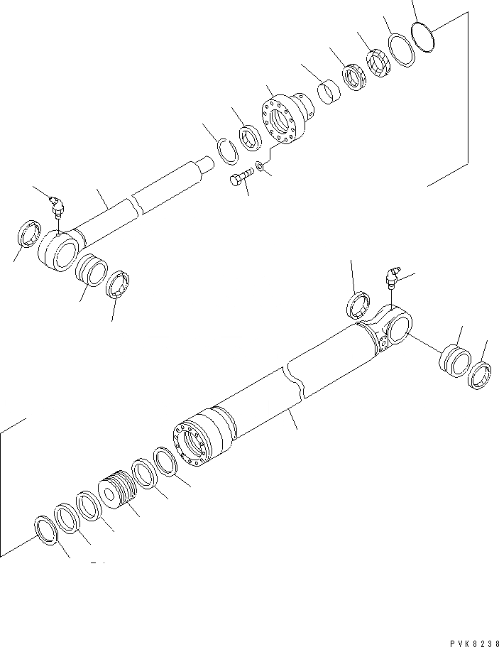 Схема запчастей Komatsu PW150ES-6K - ЦИЛИНДР КОВША (ВНУТР. ЧАСТИ) (ДЛЯ ПОВОРОТН. РУКОЯТЬ) ОСНОВН. КОМПОНЕНТЫ И РЕМКОМПЛЕКТЫ