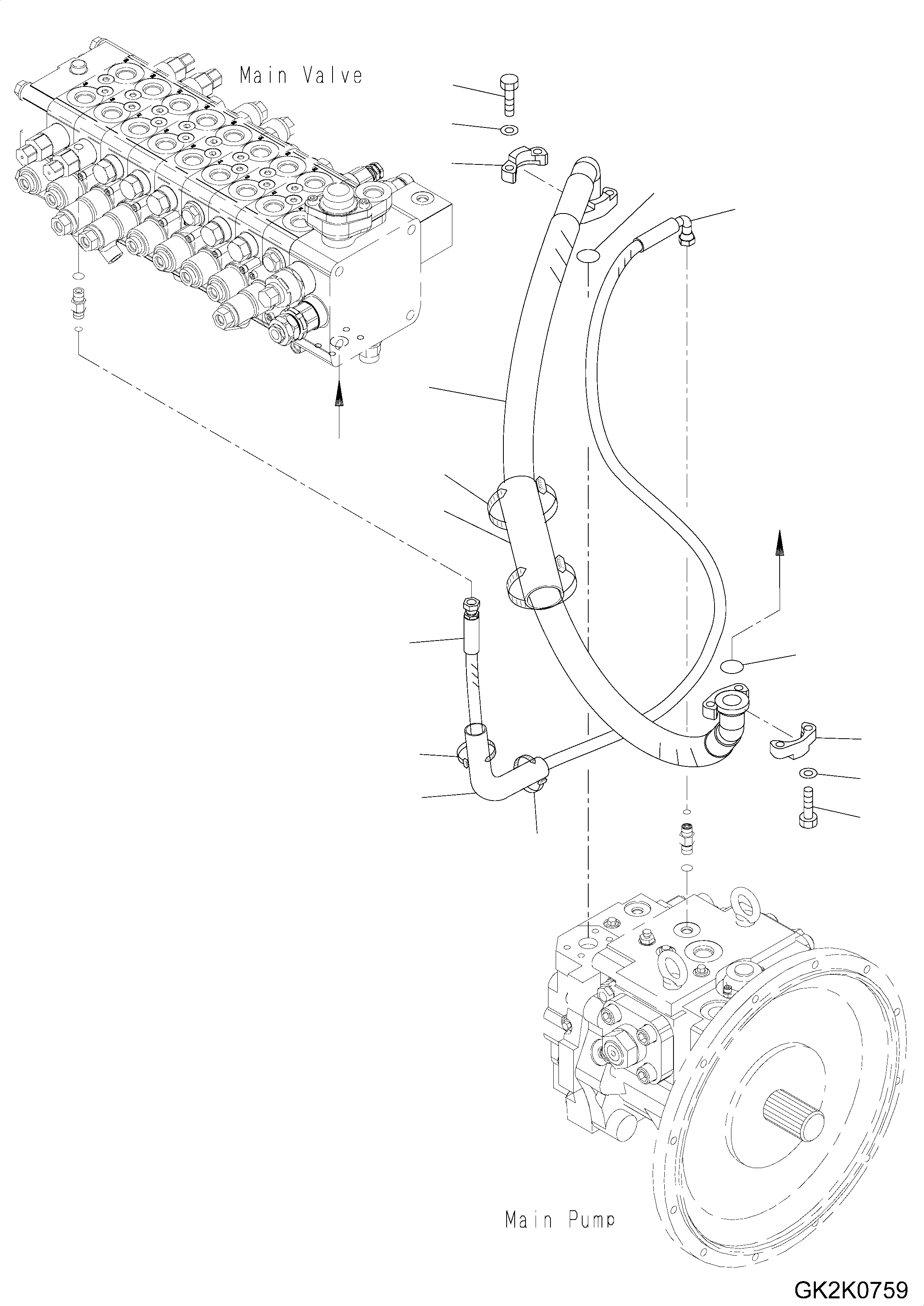 Схема запчастей Komatsu PW160-8 - ПОДАЮЩ. ТРУБЫ ПОДАЮЩ. ТРУБЫ