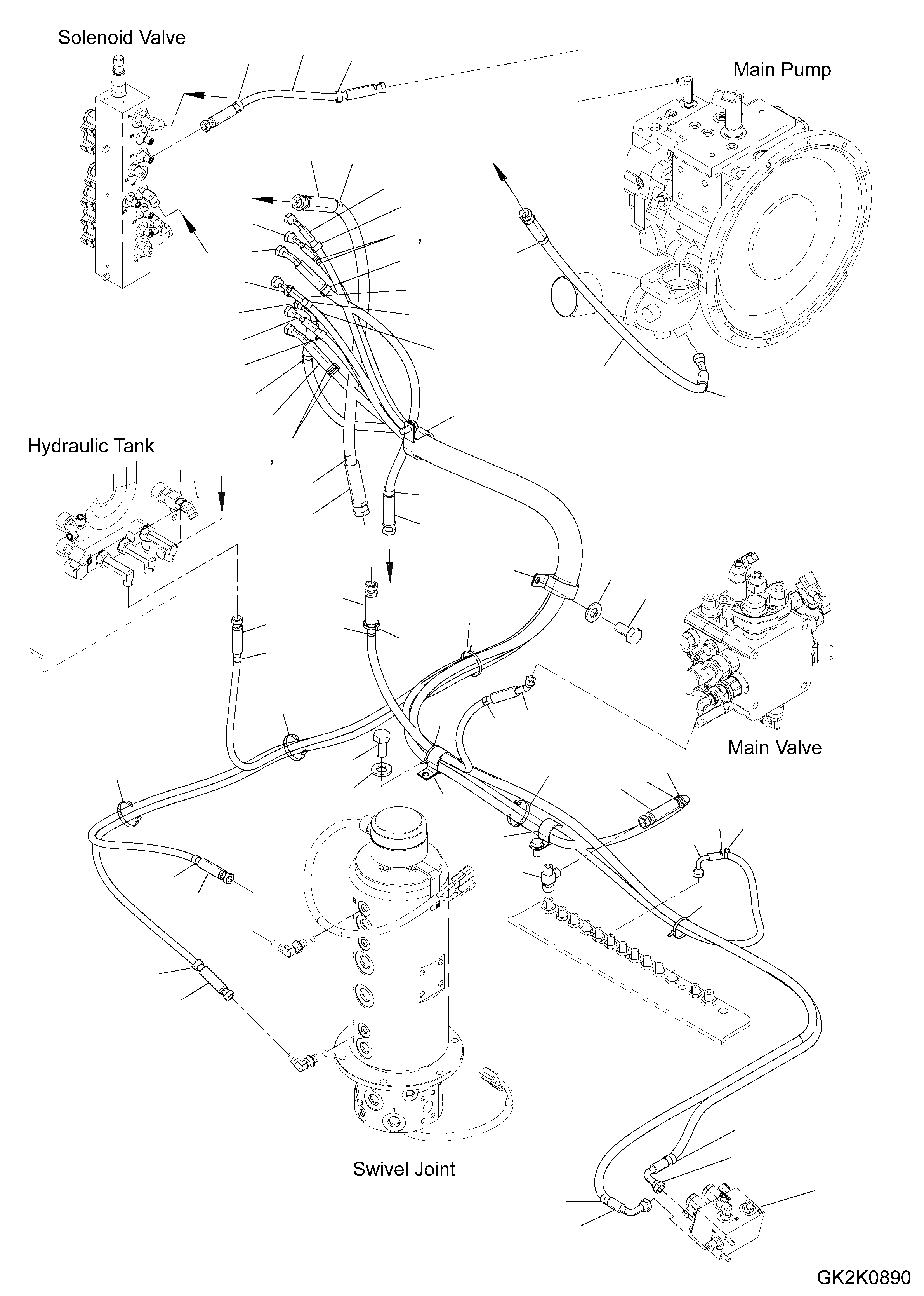 Схема запчастей Komatsu PW160-8 - СОЛЕНОИДНЫЙ КЛАПАН, ТРУБЫ СОЛЕНОИДНЫЙ КЛАПАН, ТРУБЫ