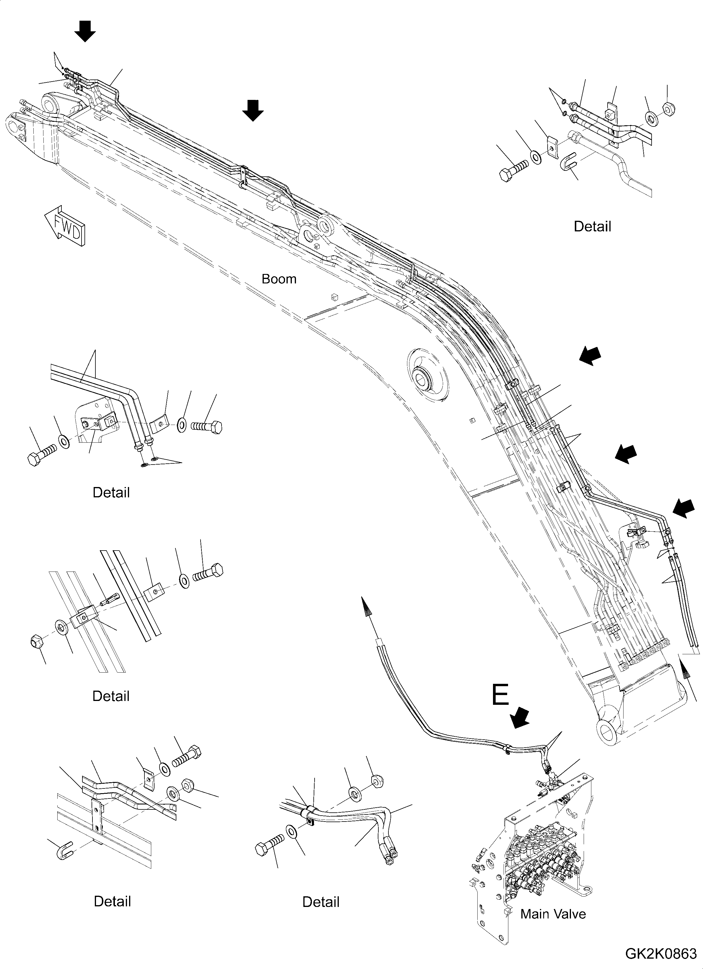Схема запчастей Komatsu PW160-8 - БЫСТРОСЪЕМН. МЕХ-М ТРУБЫ, ДЛЯ ONE-ЧАСТИ СТРЕЛА БЫСТРОСЪЕМН. МЕХ-М ТРУБЫ, ДЛЯ ONE-ЧАСТИ СТРЕЛА