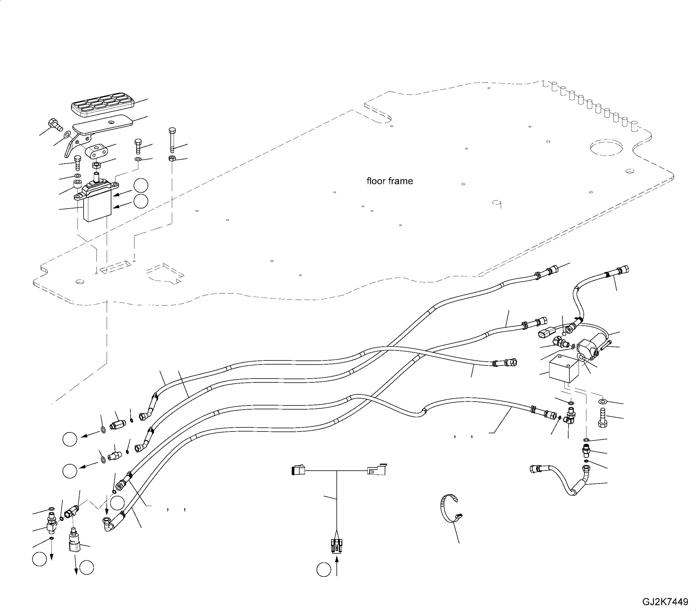 Схема запчастей Komatsu PW160-8 - КАБИНА И ОСНОВН. КОНСТРУКЦИЯ ГРУППА, ПОЛ, ПЕДАЛЬ ХОДА КАБИНА И ОСНОВН. КОНСТРУКЦИЯ ГРУППА