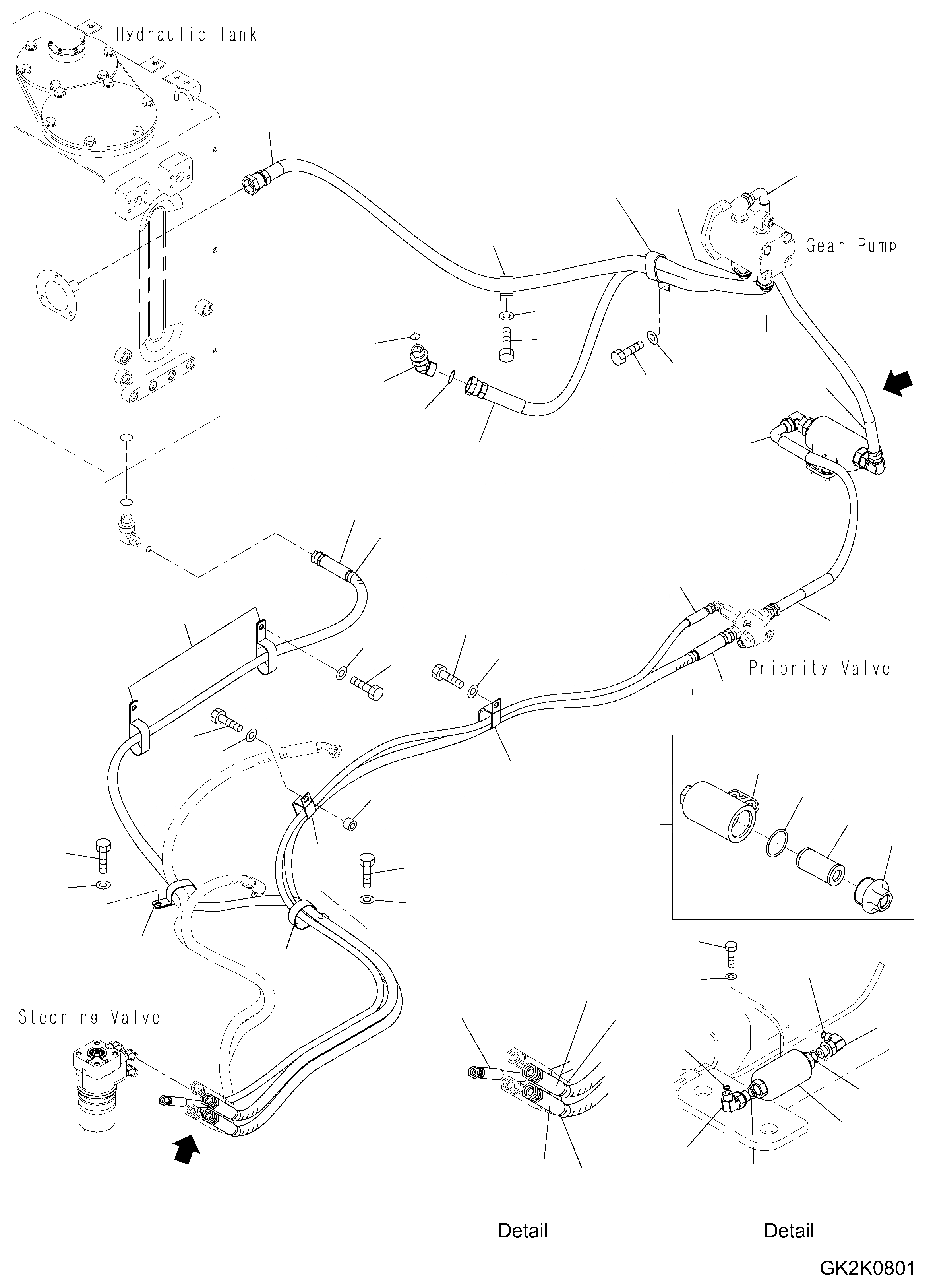Схема запчастей Komatsu PW160-8 - РУЛЕВ. УПРАВЛЕНИЕ ЛИНИЯ, ВЕРХН., ДЛЯ ITALY, ПАТРУБКИ РУЛЕВ. УПРАВЛЕНИЕ ЛИНИЯ, ВЕРХН., ДЛЯ ITALY
