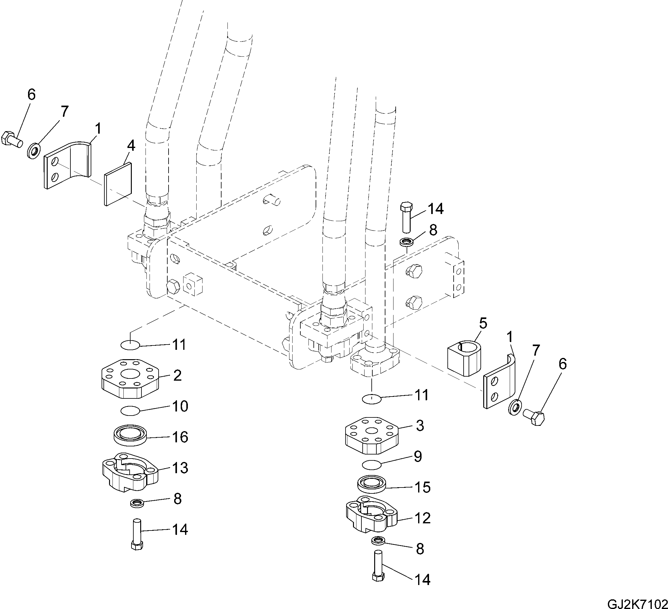 Схема запчастей Komatsu PW160-8 - ГИДРАВЛ ЛИНИЯ, -НАВЕСН. ОБОРУД, РУКОЯТЬ MM, ГРЕЙФЕРН. ТРУБЫ ГИДРАВЛ ЛИНИЯ, -НАВЕСН. ОБОРУД, РУКОЯТЬ MM
