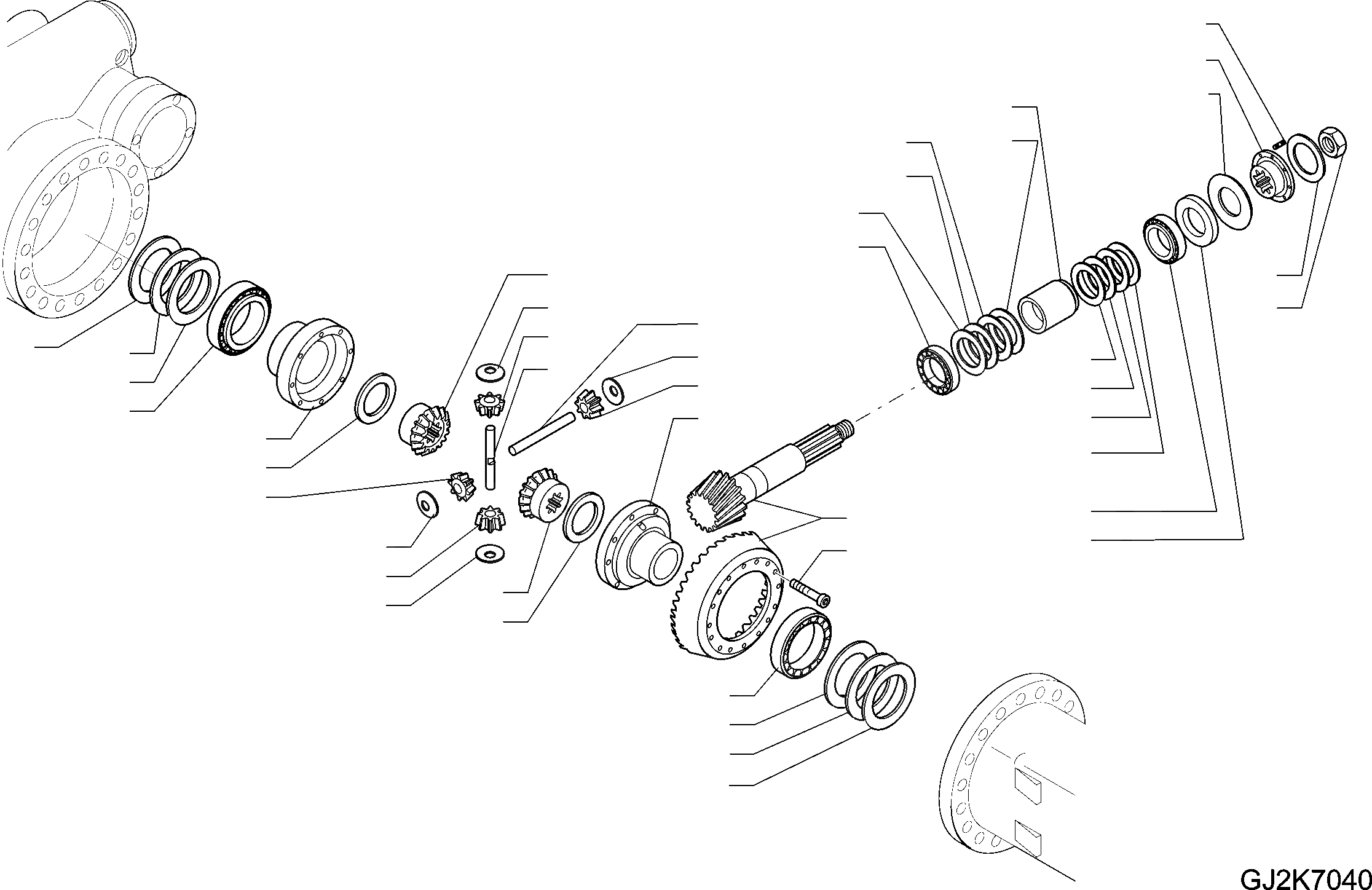 Схема запчастей Komatsu PW180-10 - МОСТ, MM, ПЕРЕДНИЙ МОСТ, КОНИЧЕСКАЯ ПЕРЕДАЧА SET, ДИФФЕРЕНЦ. И ТОРМОЗ. (/) МОСТ, MM