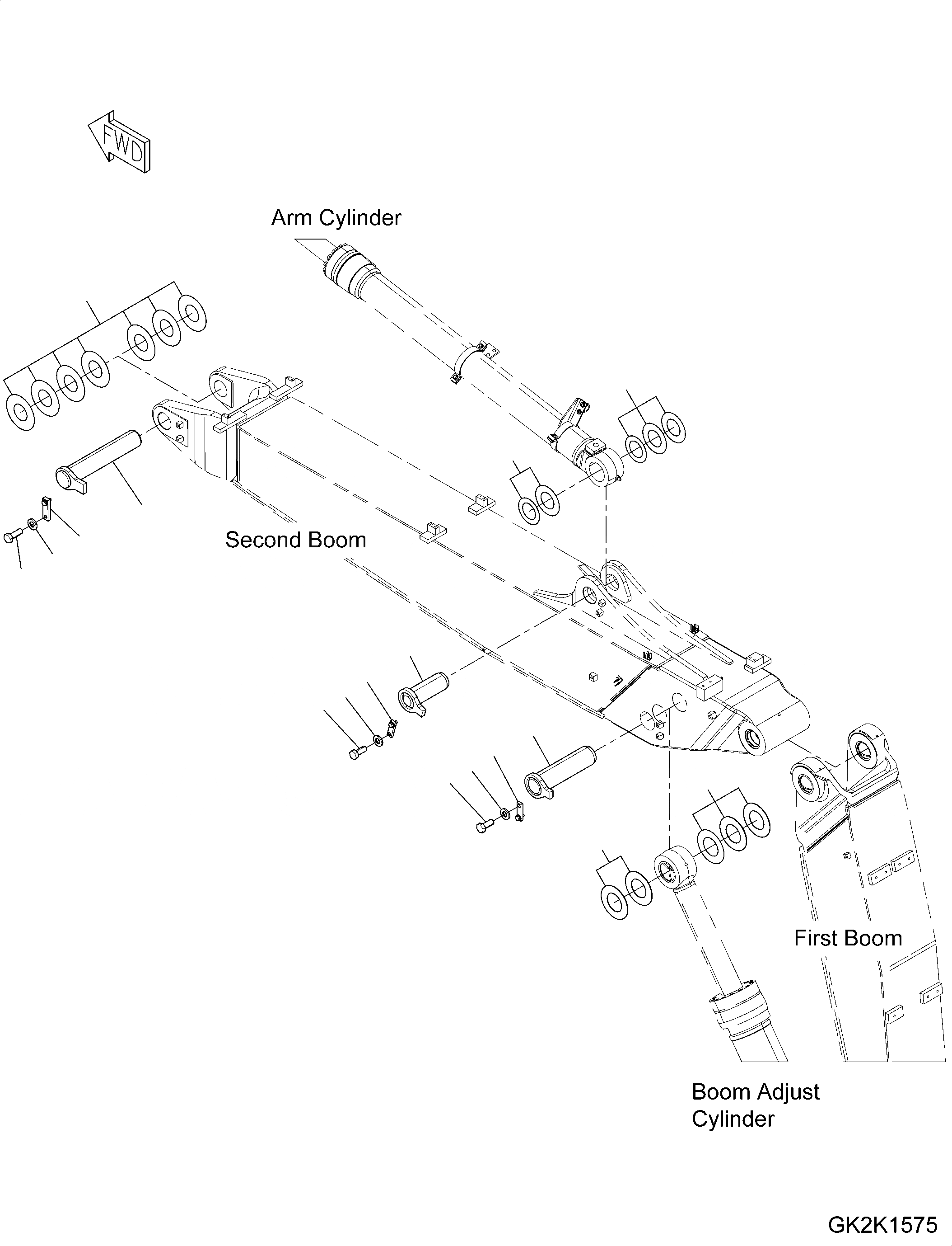 Схема запчастей Komatsu PW180-10 - TWO-ЧАСТИ СТРЕЛА, ВТОР. СТРЕЛА, ПАЛЕЦ TWO-ЧАСТИ СТРЕЛА