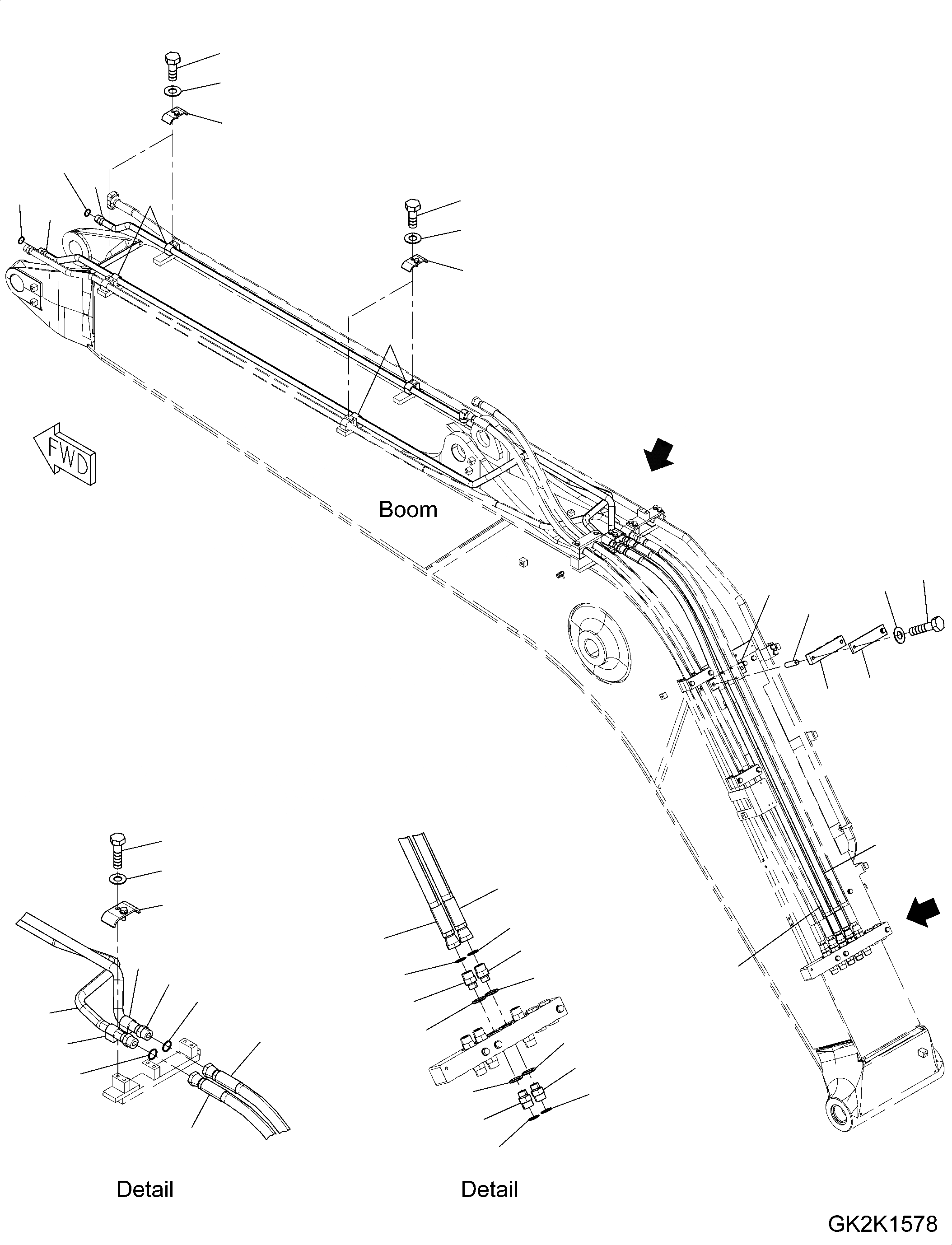 Схема запчастей Komatsu PW180-10 - ГИДРОЛИНИЯ, ONE-ЧАСТИ СТРЕЛА, -НАВЕСН. ОБОРУД, С БЫСТРОСЪЕМН. МЕХ-М, ЦИЛИНДР КОВША ТРУБЫ ГИДРОЛИНИЯ, ONE-ЧАСТИ СТРЕЛА, -НАВЕСН. ОБОРУД, С БЫСТРОСЪЕМН. МЕХ-М