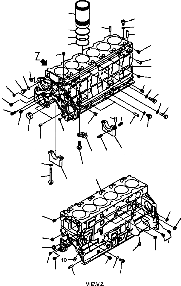 Схема запчастей Komatsu PW400MH-6 - FIG. A-AJ9 БЛОК ЦИЛИНДРОВ ДВИГАТЕЛЬ