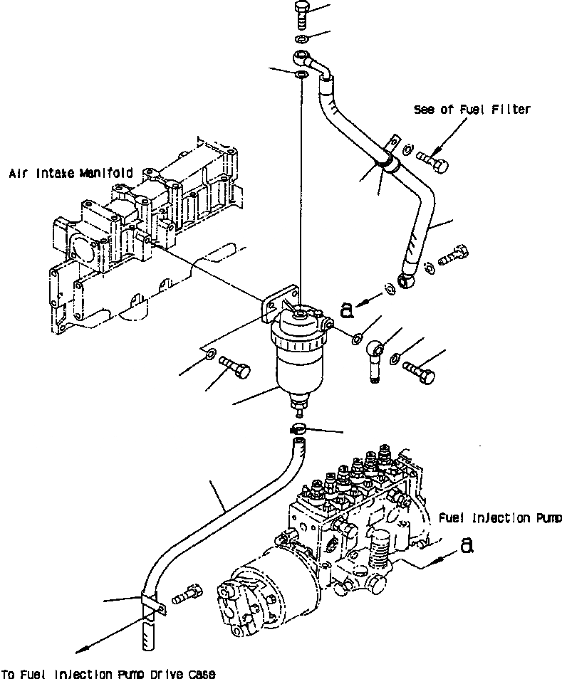 Схема запчастей Komatsu PW400MH-6 - FIG. A-B7A ТОПЛИВН.-ВОДООТДЕЛИТЕЛЬ ТРУБЫ ДВИГАТЕЛЬ